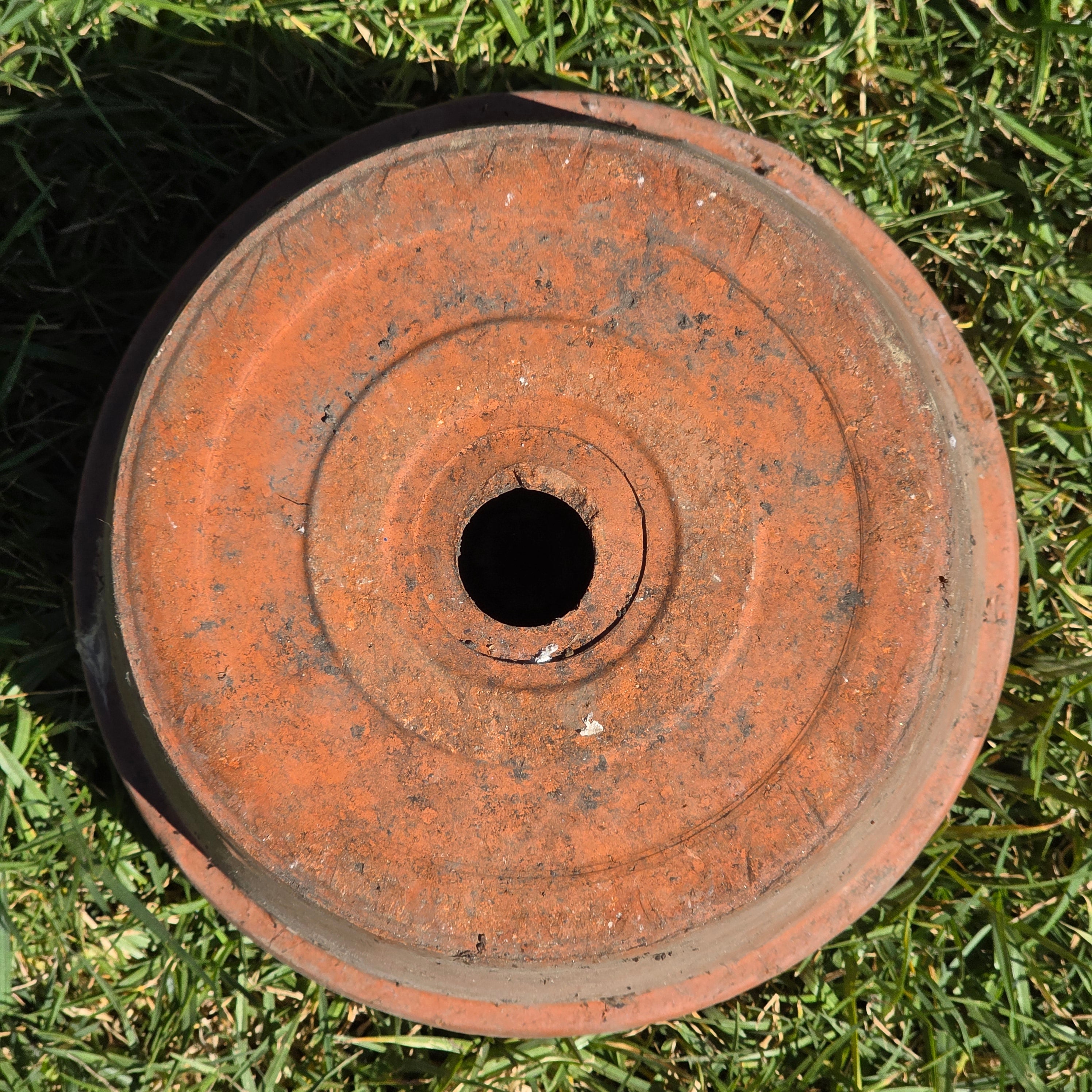 Vintage Terracotta Planter 10" Rustic Clay Flower Pot Aged Garden Patina Shallow