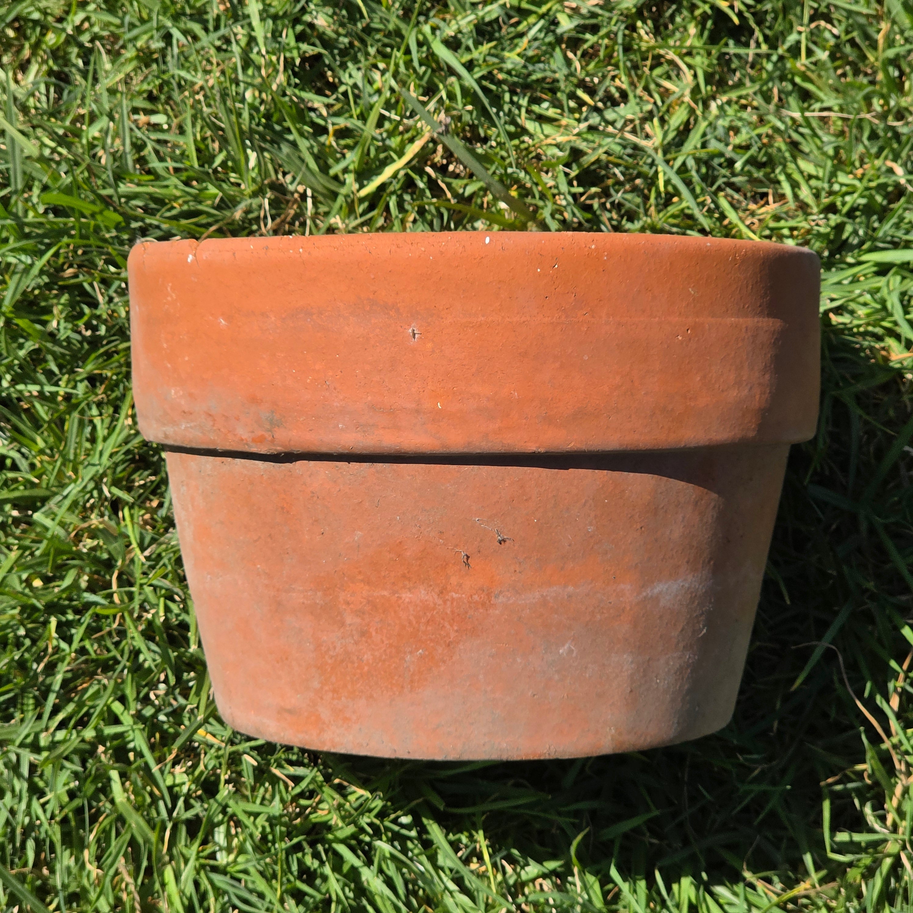 Vintage Terracotta Planter 10" Rustic Clay Flower Pot Aged Garden Patina Shallow