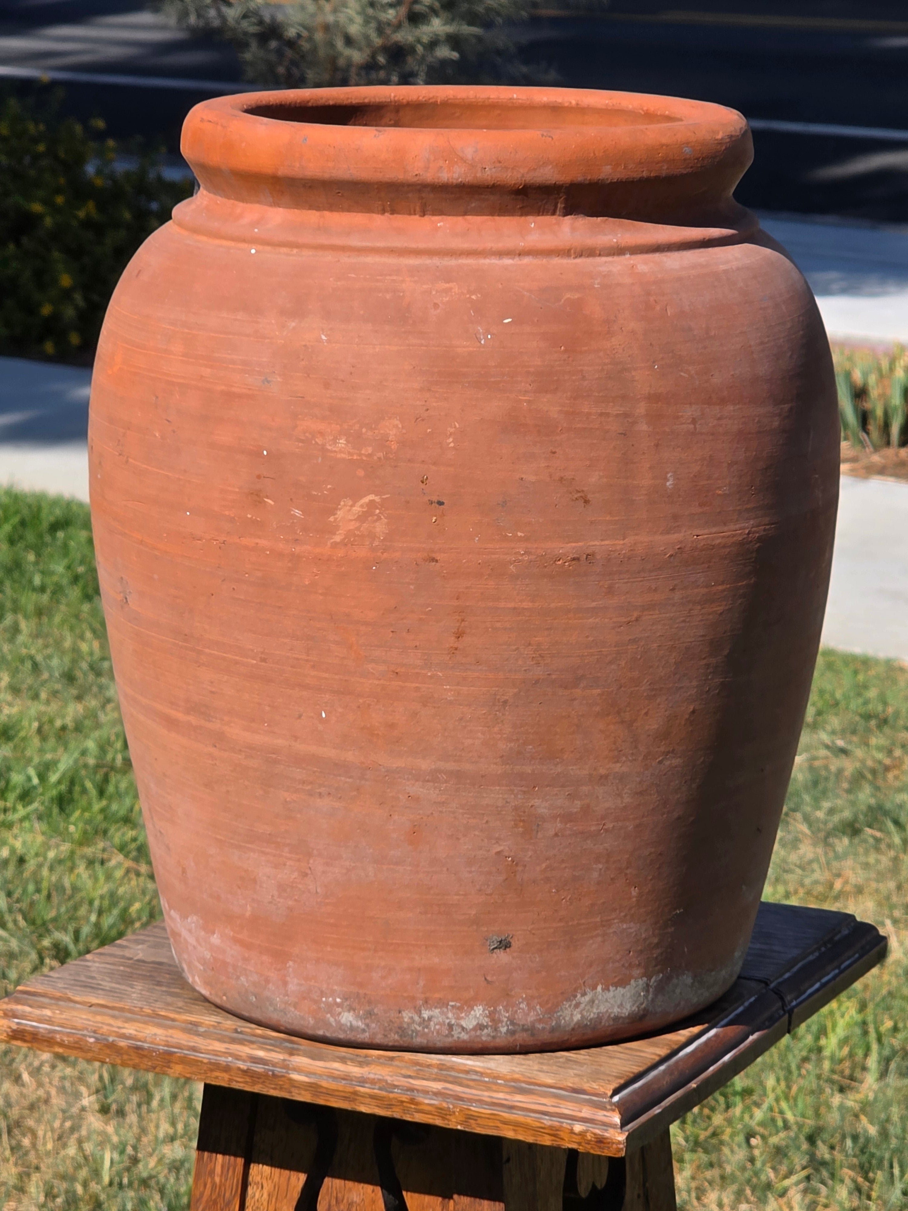 Antique JA Bauer Pottery Terracotta Water Jar Crock Los Angeles Clay Planter Pot