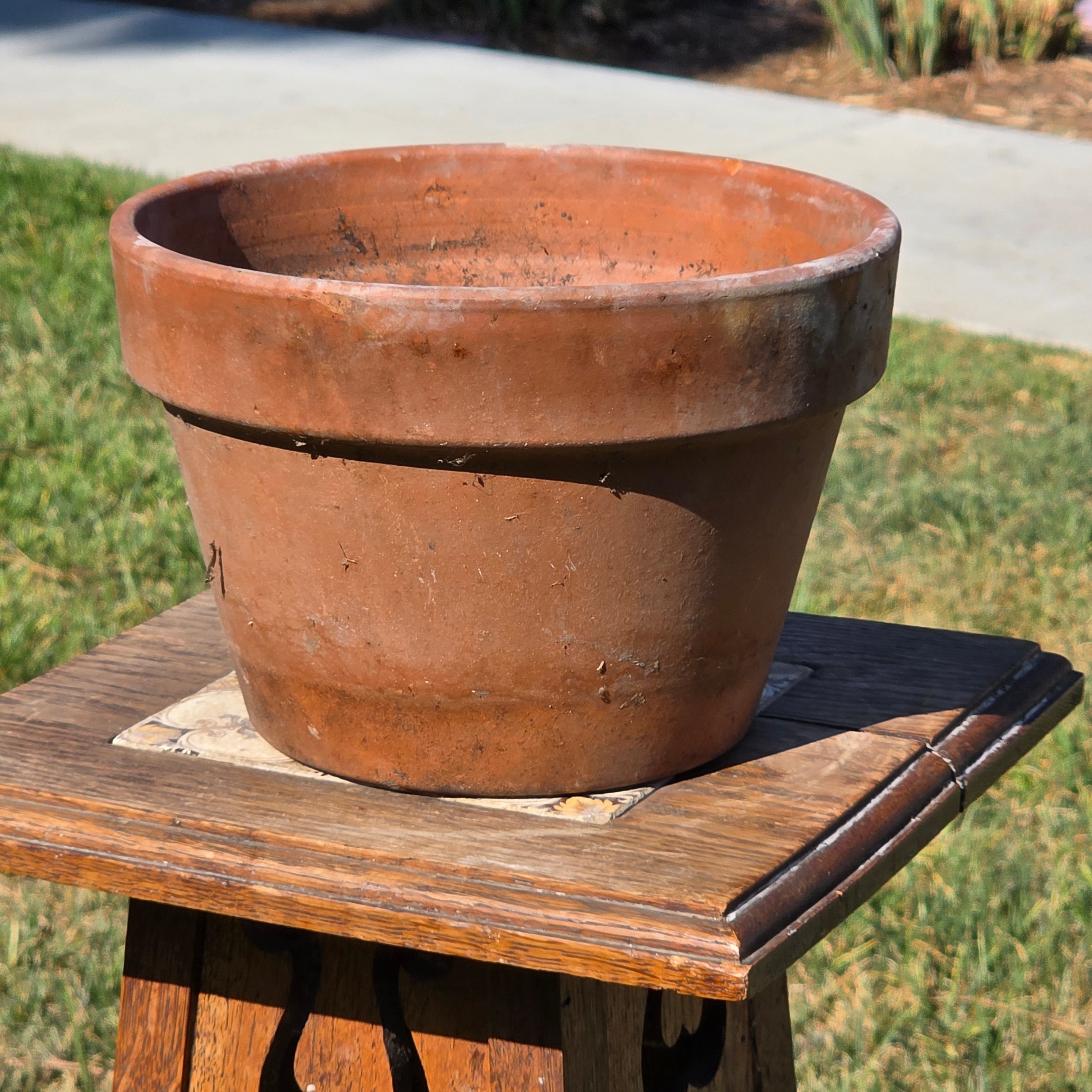 Vintage Terracotta Planter Clay Flower Pot Garden Patina Italy Style 8.5"