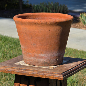 Vintage Terracotta Plant Pot 8.5" Rustic Clay Planter Aged Patina Flower Garden