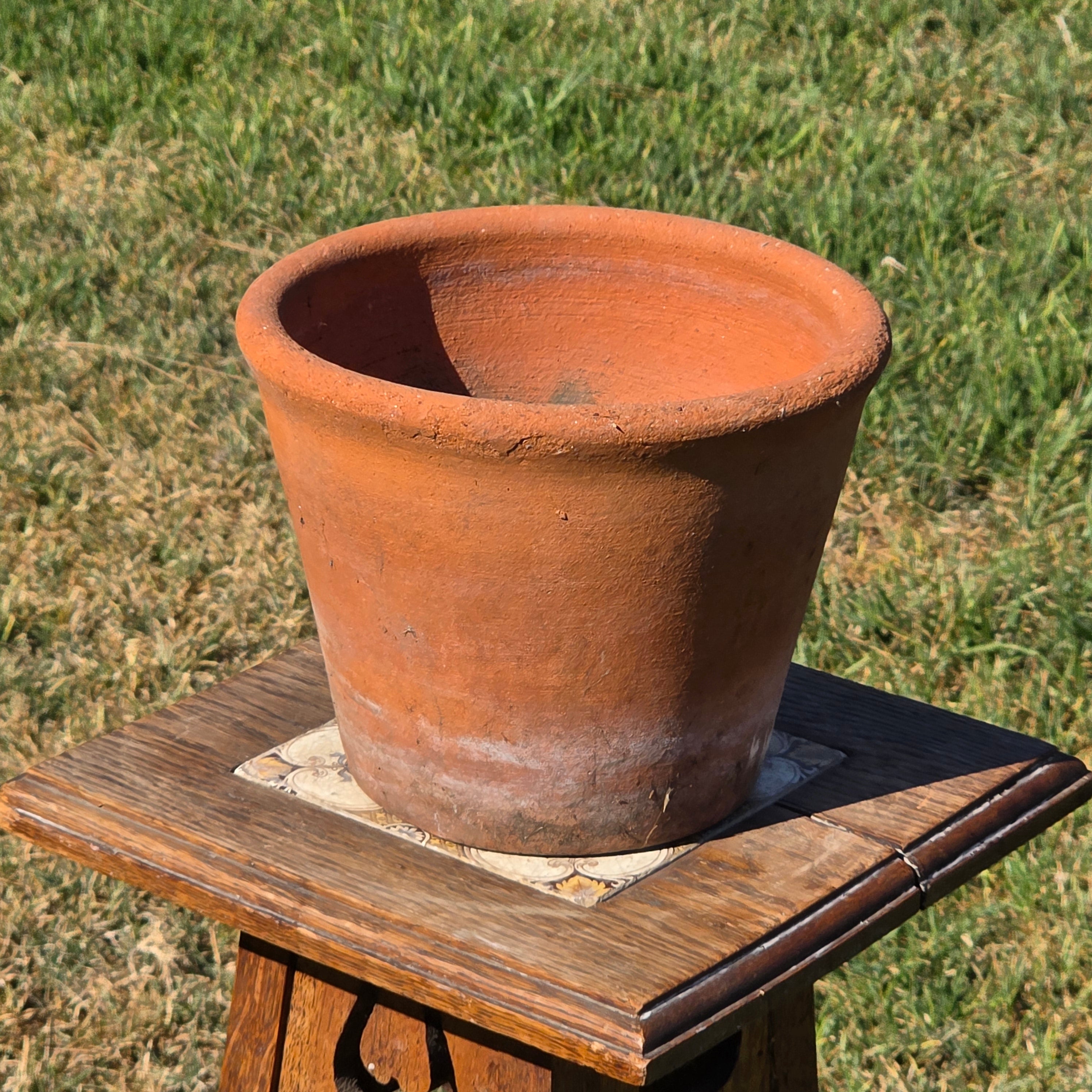 Vintage Terracotta Plant Pot 8.5" Rustic Clay Planter Aged Patina Flower Garden