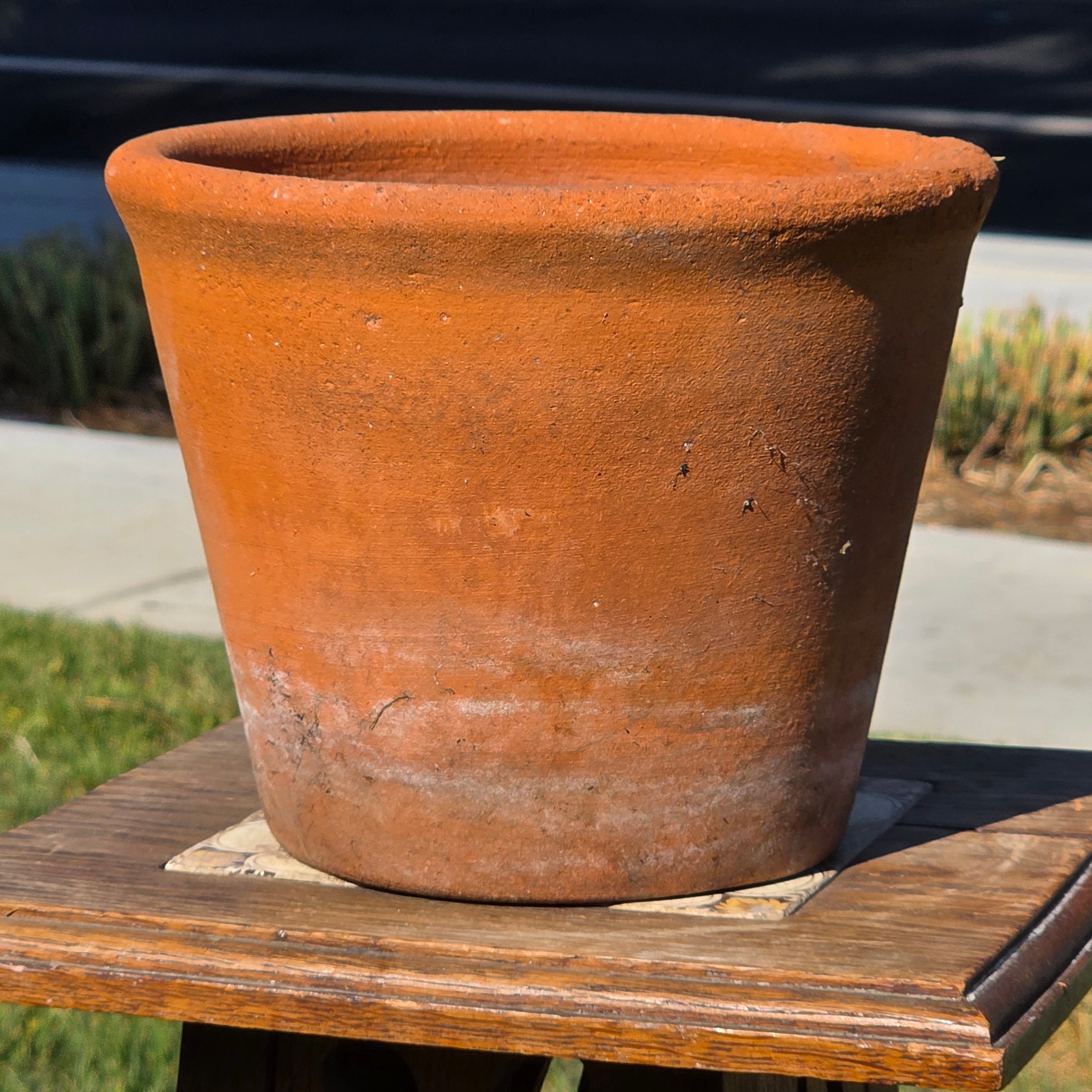 Vintage Terracotta Plant Pot 8.5" Rustic Clay Planter Aged Patina Flower Garden