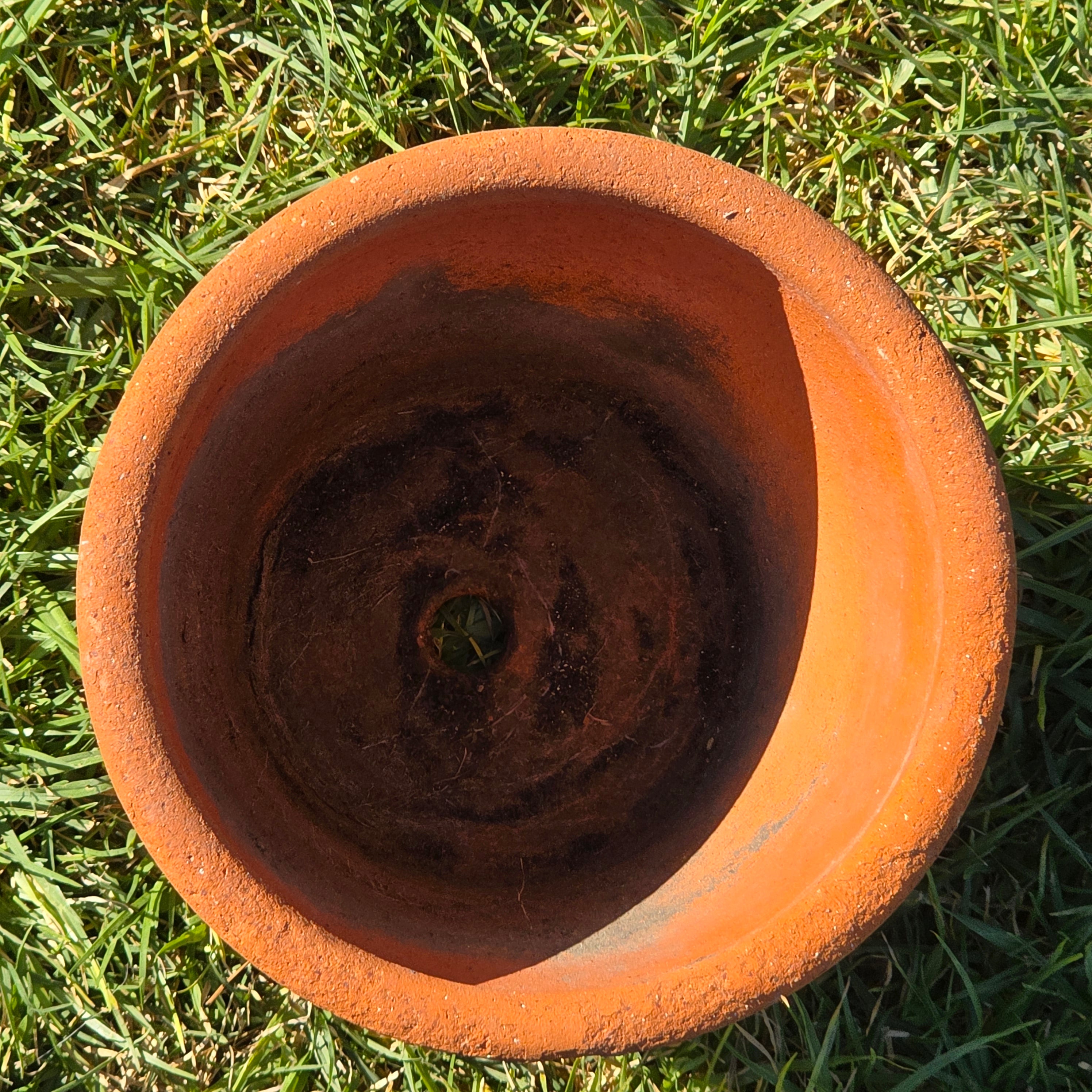 Vintage Terracotta Plant Pot 8.5" Rustic Clay Planter Aged Patina Flower Garden