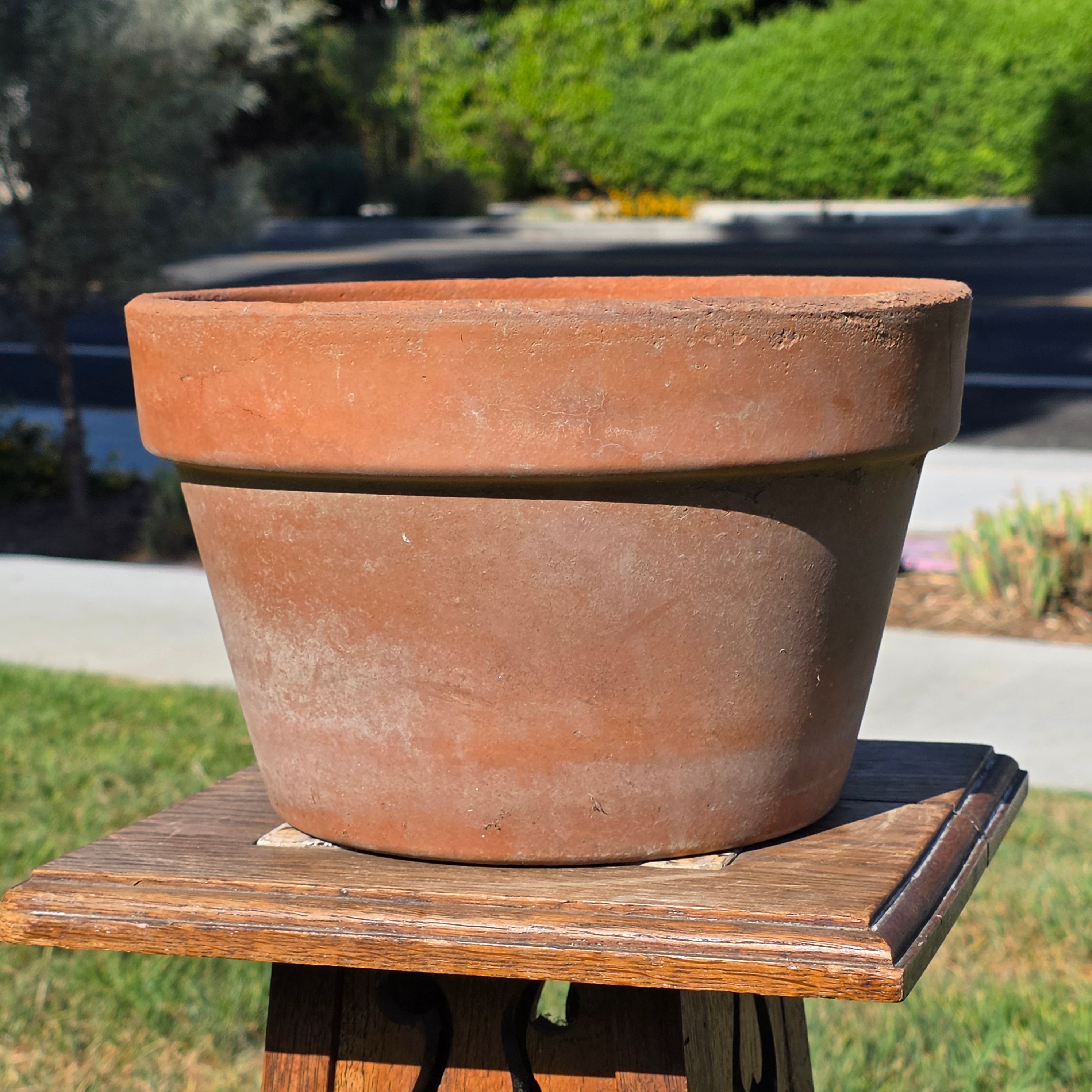Vintage Terracotta Plant Pot 10.75" Italian Style Clay Planter Aged Patina