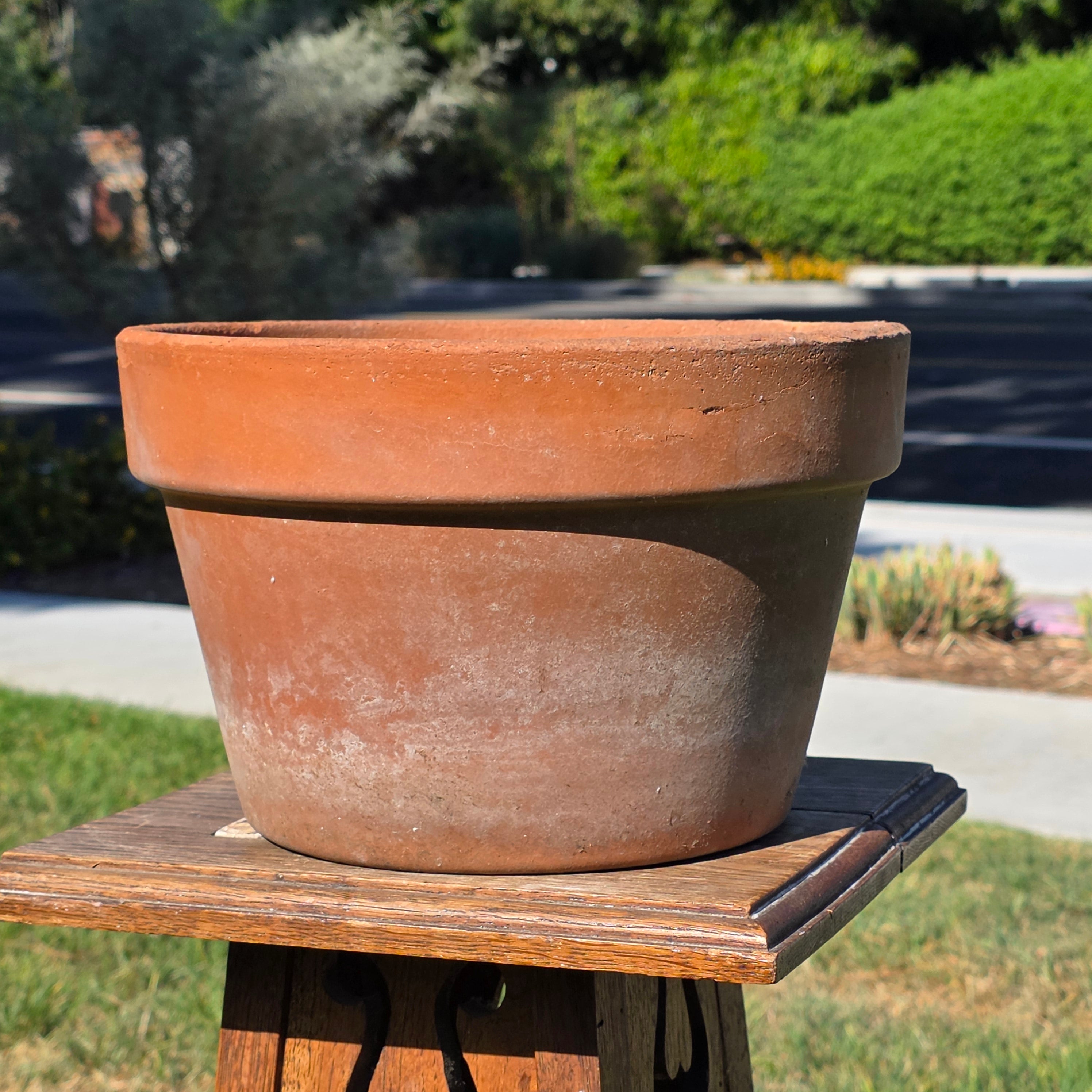 Vintage Terracotta Plant Pot 10.75" Italian Style Clay Planter Aged Patina