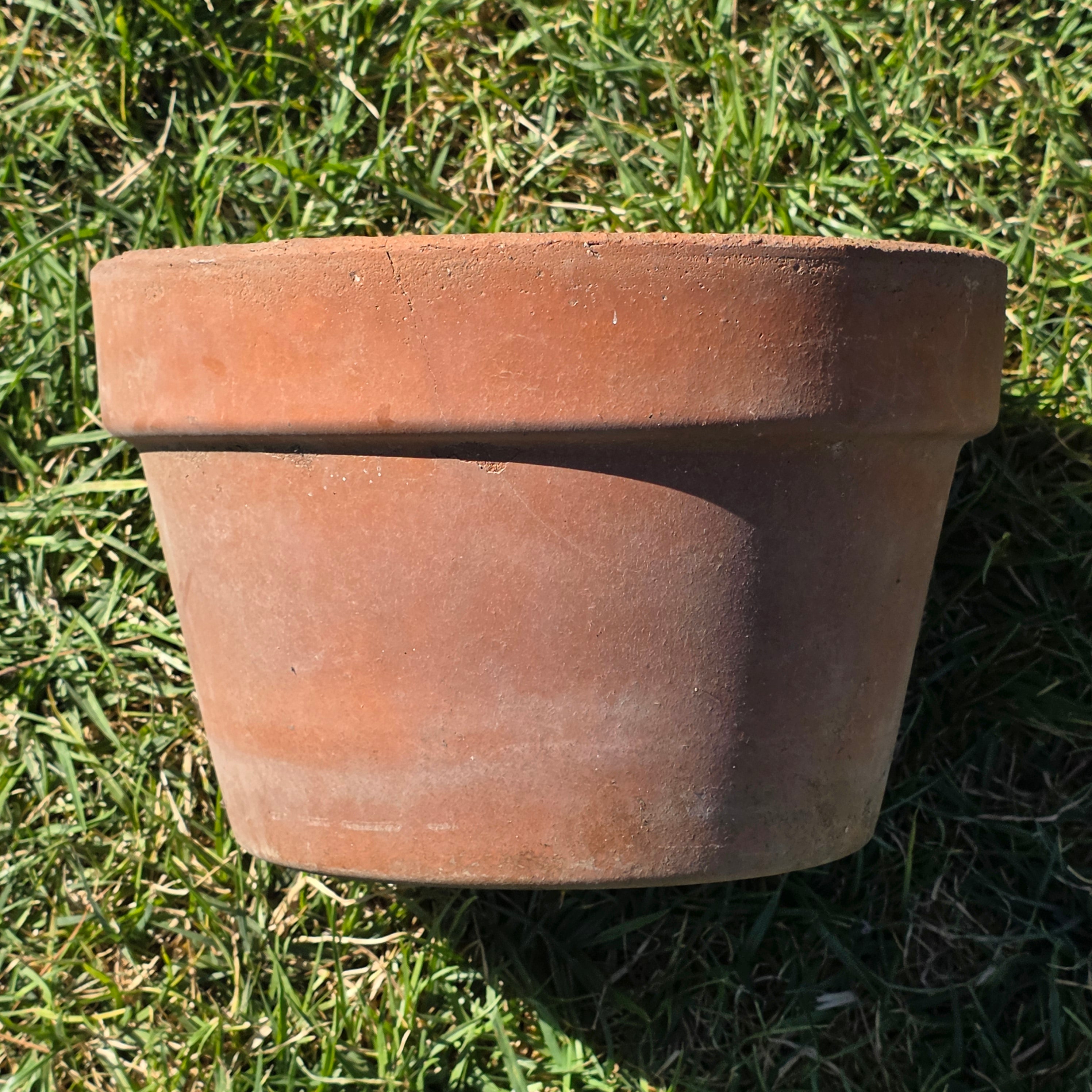 Vintage Terracotta Plant Pot 10.75" Italian Style Clay Planter Aged Patina