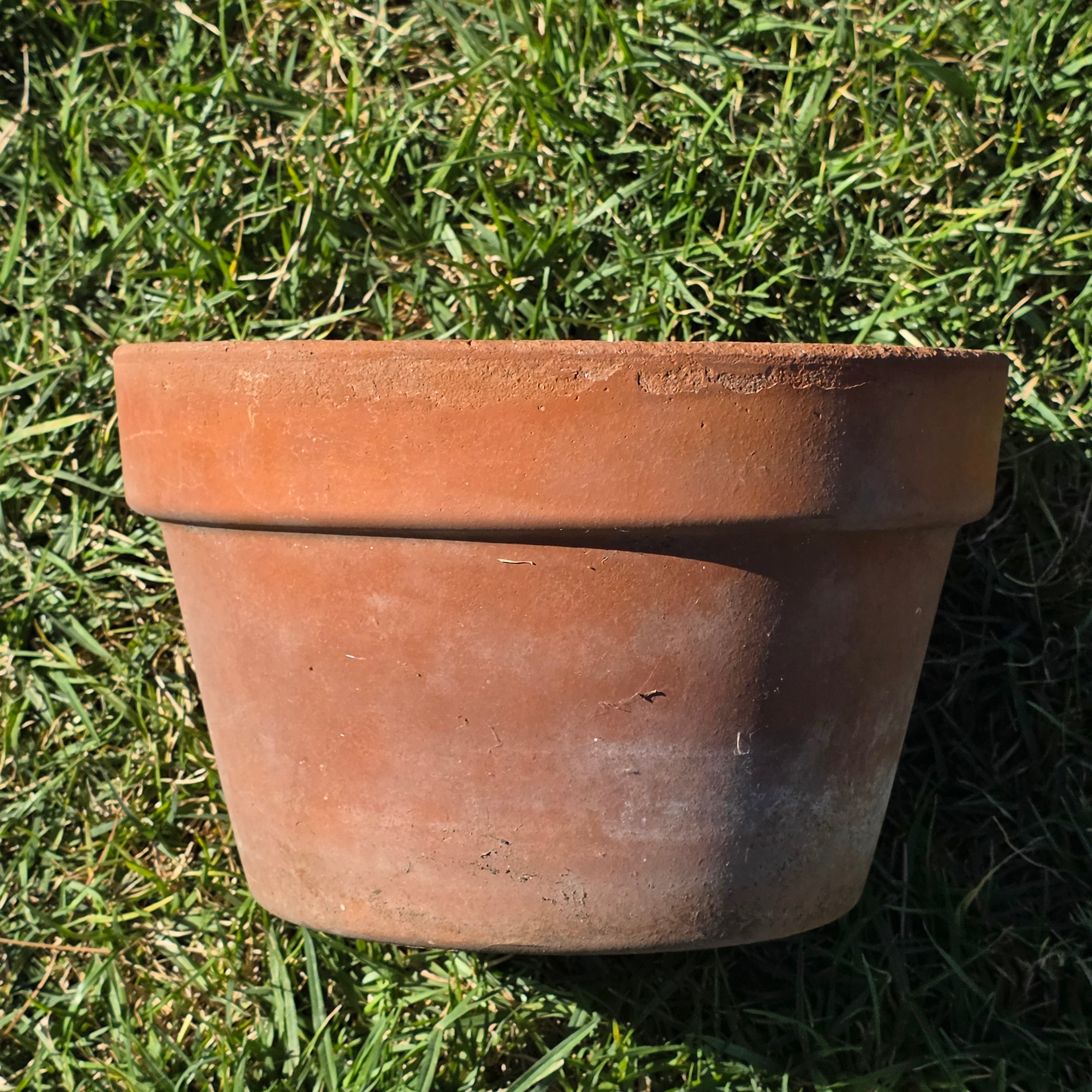 Vintage Terracotta Plant Pot 10.75" Italian Style Clay Planter Aged Patina