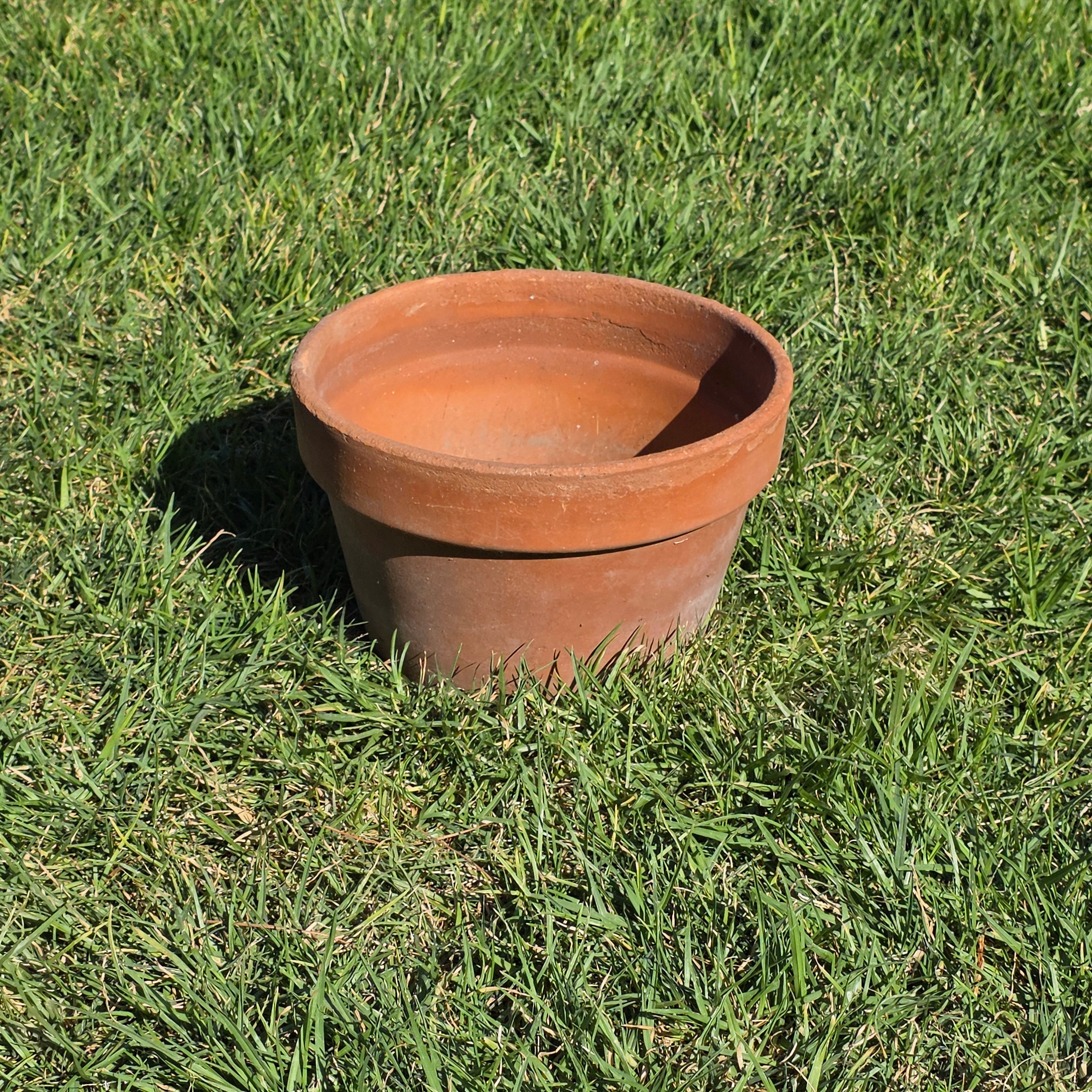 Vintage Terracotta Plant Pot 10.75" Italian Style Clay Planter Aged Patina