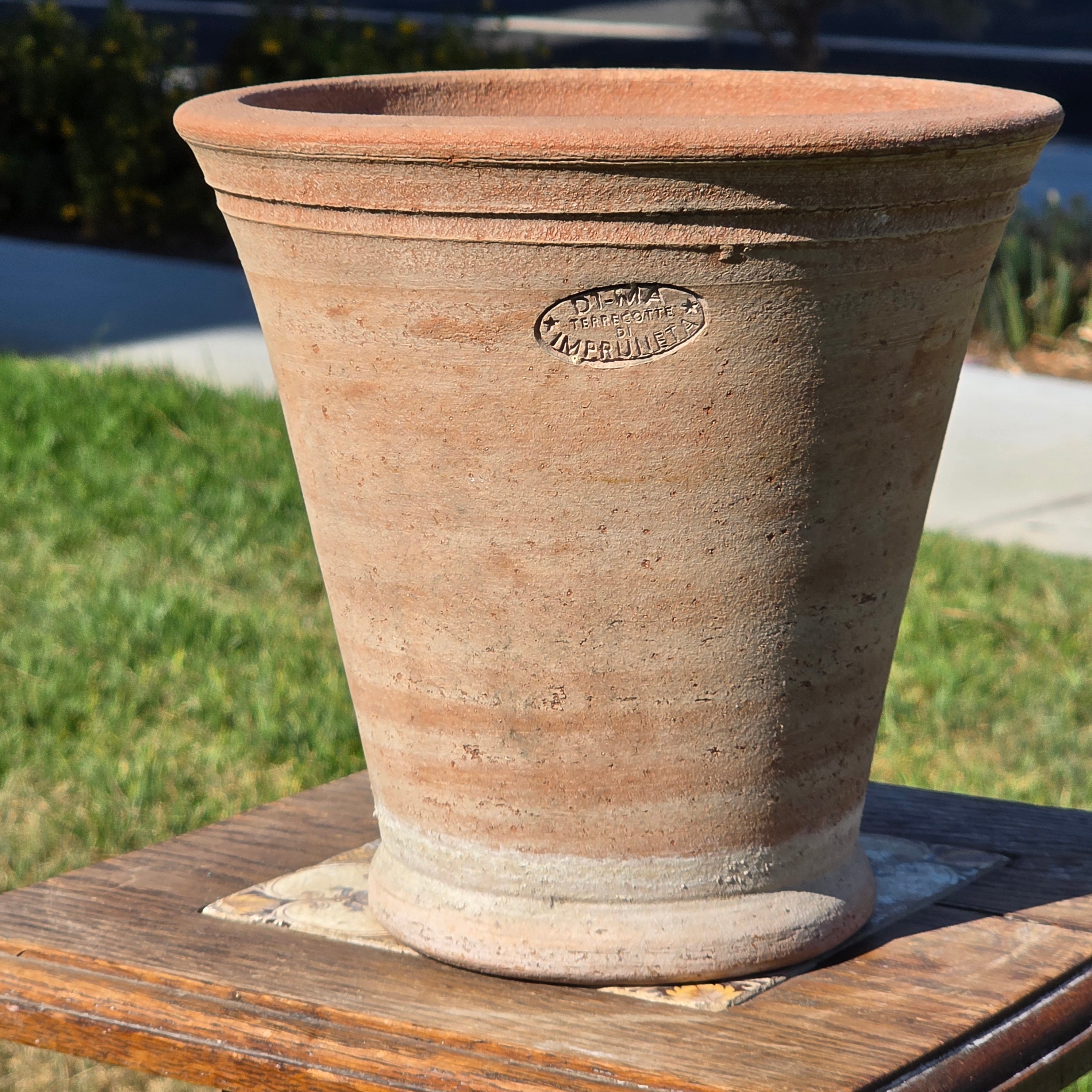 Vintage DI-MA Impruneta Italian Terracotta Planter Pot Wire Basket Tuscan Italy