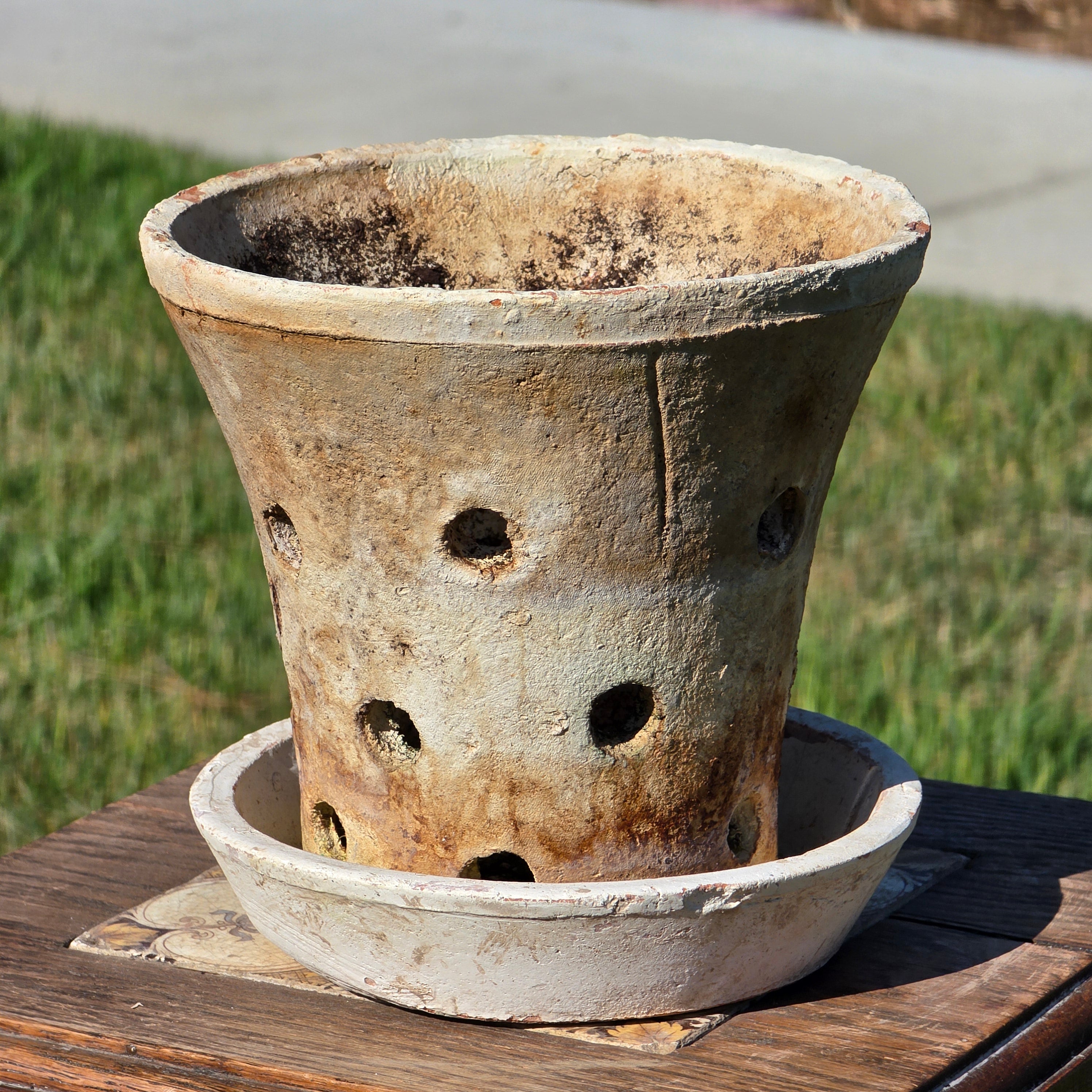 HomArt Rustic Terracotta Orchid Pot Saucer Slotted Clay Planter Shabby Chic