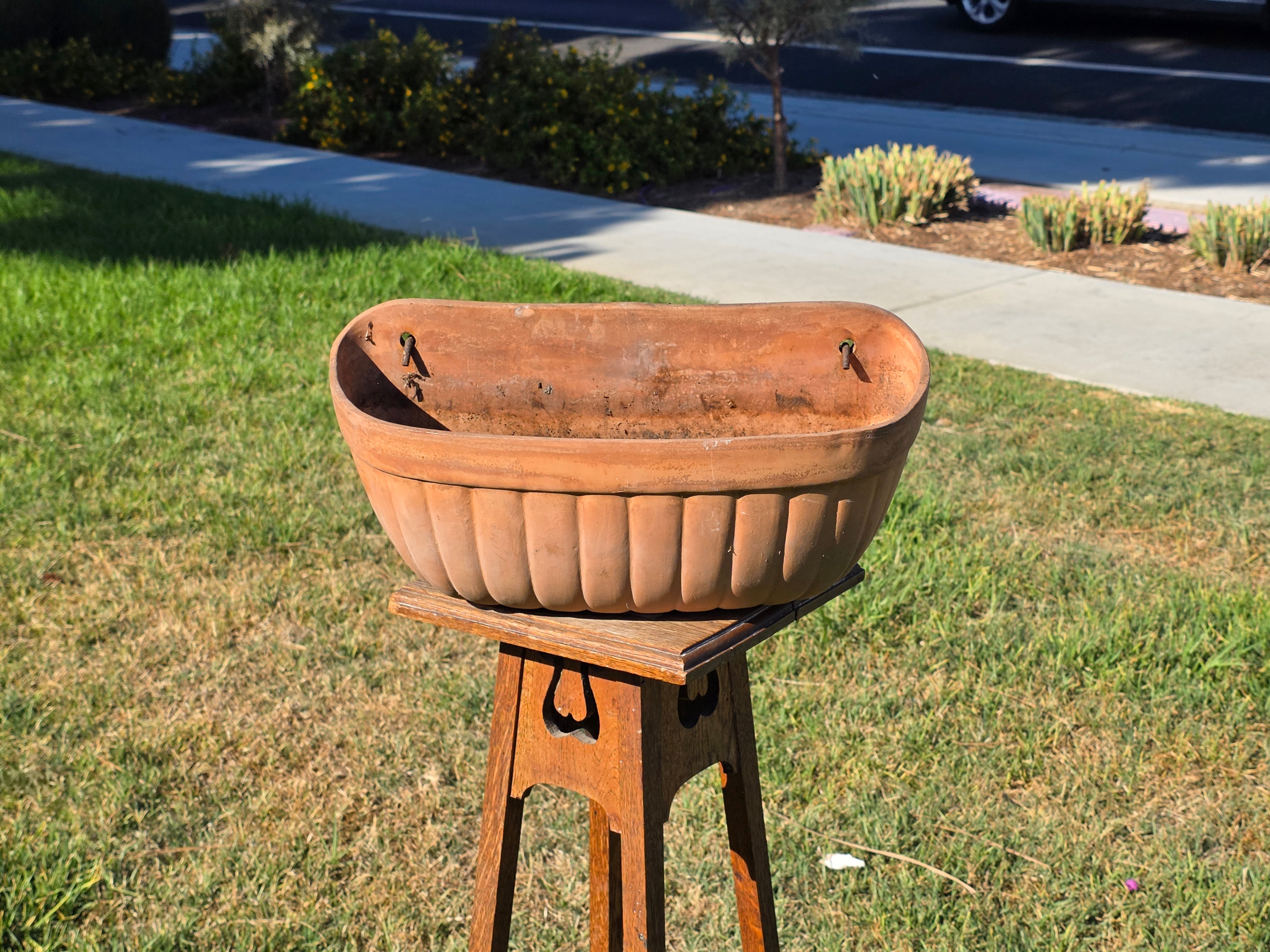 Vintage Italian Terracotta Wall Pocket Planter Hanging Clay Trough Shell 18"