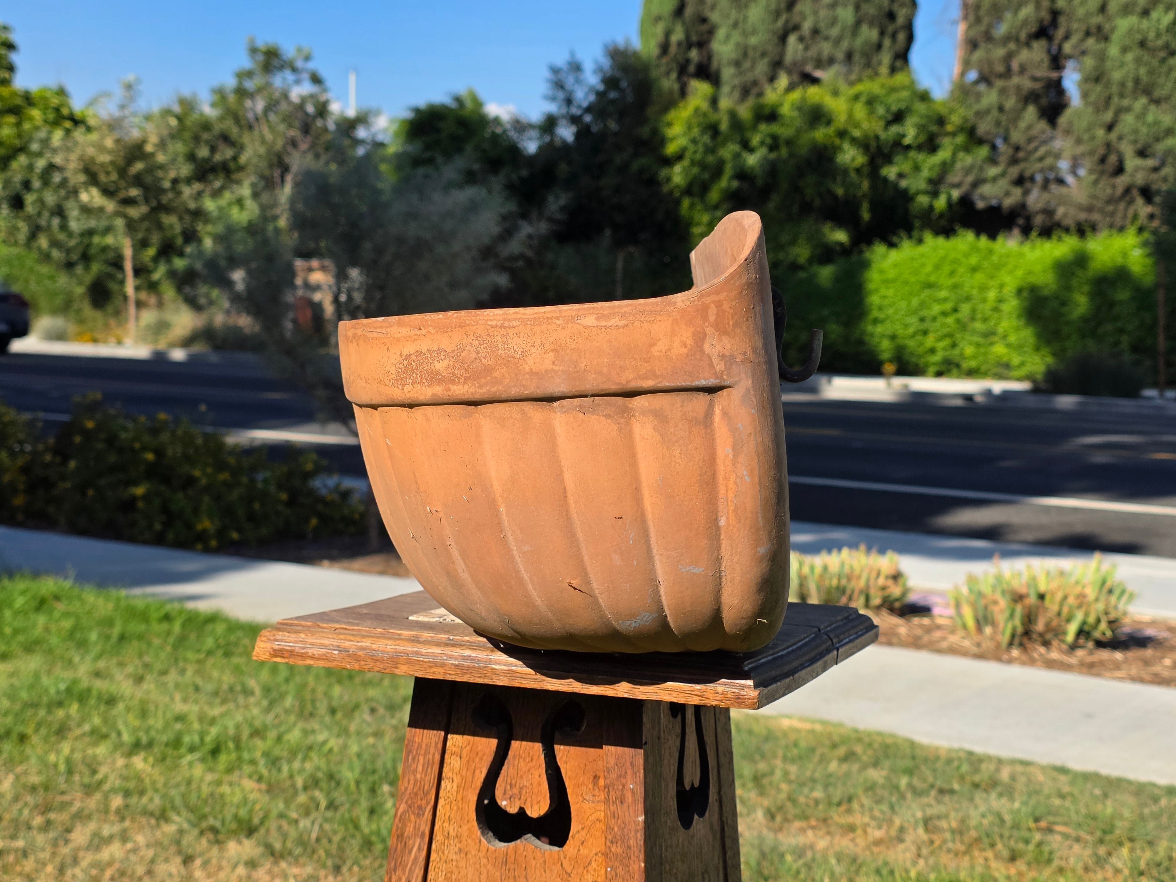 Vintage Italian Terracotta Wall Pocket Planter Hanging Clay Trough Shell 18"