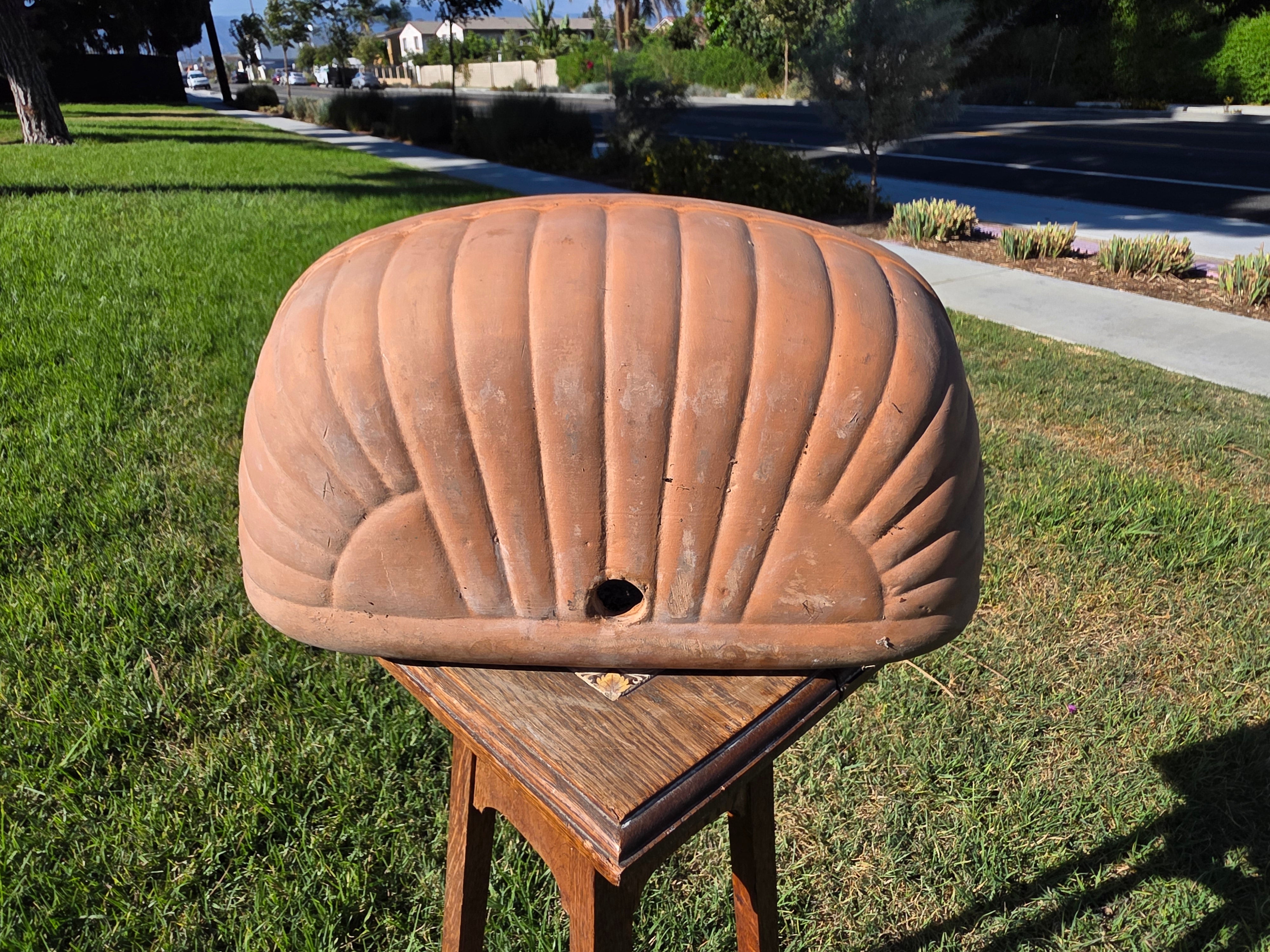 Vintage Italian Terracotta Wall Pocket Planter Hanging Clay Trough Shell 18"