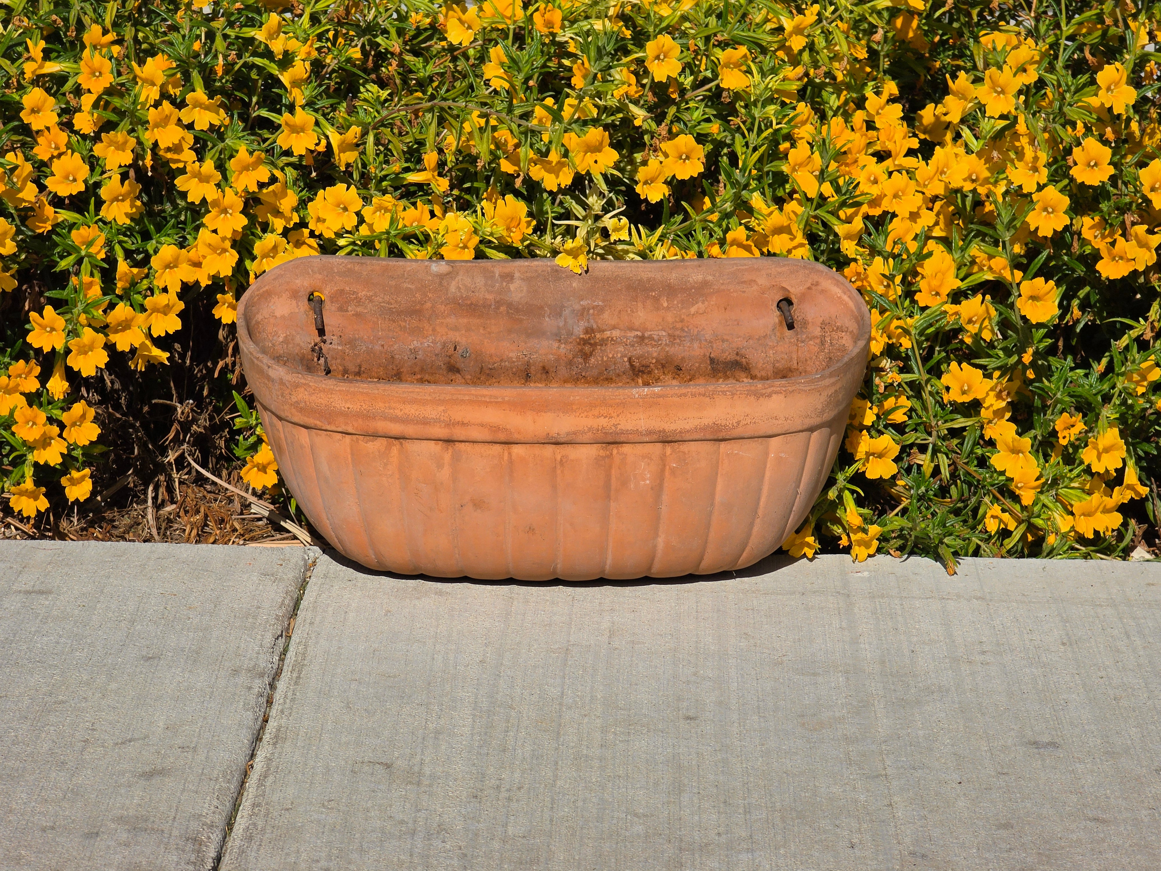 Vintage Italian Terracotta Wall Pocket Planter Hanging Clay Trough Shell 18"