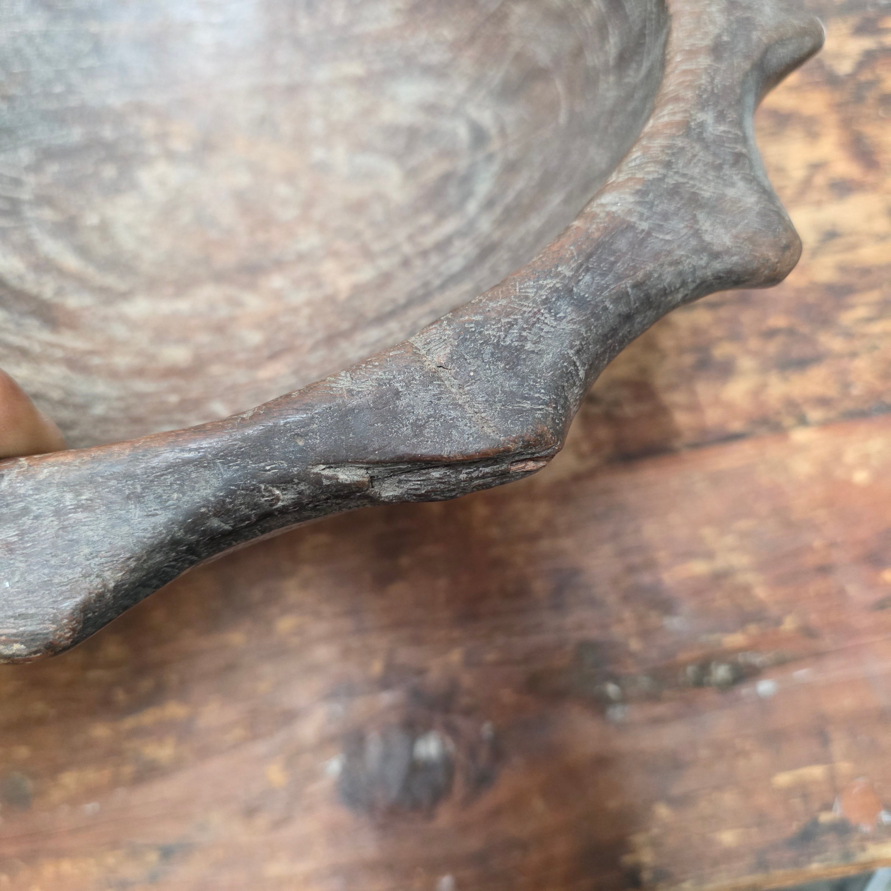 Antique Ifugao Duyu Wooden Bowl Philippines Ritual Hand Carved Primitive