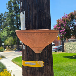 Share Vintage Italian Terracotta Wall Pocket Planter Sconce Hanging Shell Pot 16" (As-Is)
