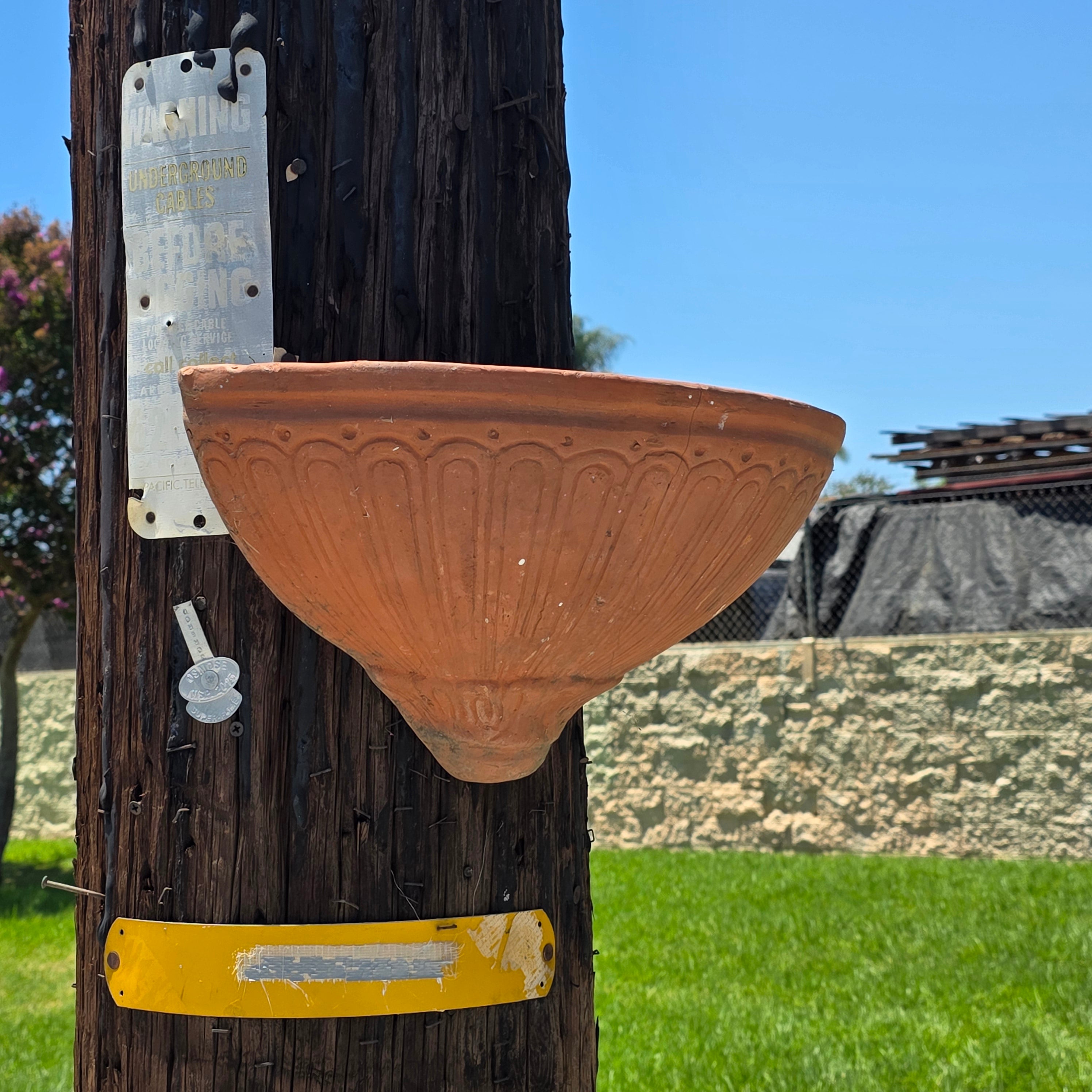 Share Vintage Italian Terracotta Wall Pocket Planter Sconce Hanging Shell Pot 16" (As-Is)