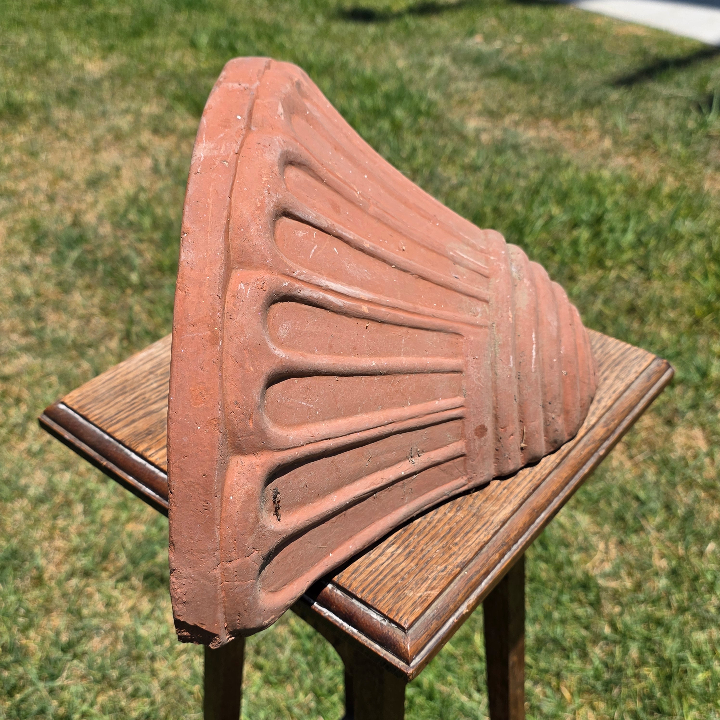 Share Vintage Italian Terracotta Wall Pocket Planter Hanging Clay Pot Ribbed 15"