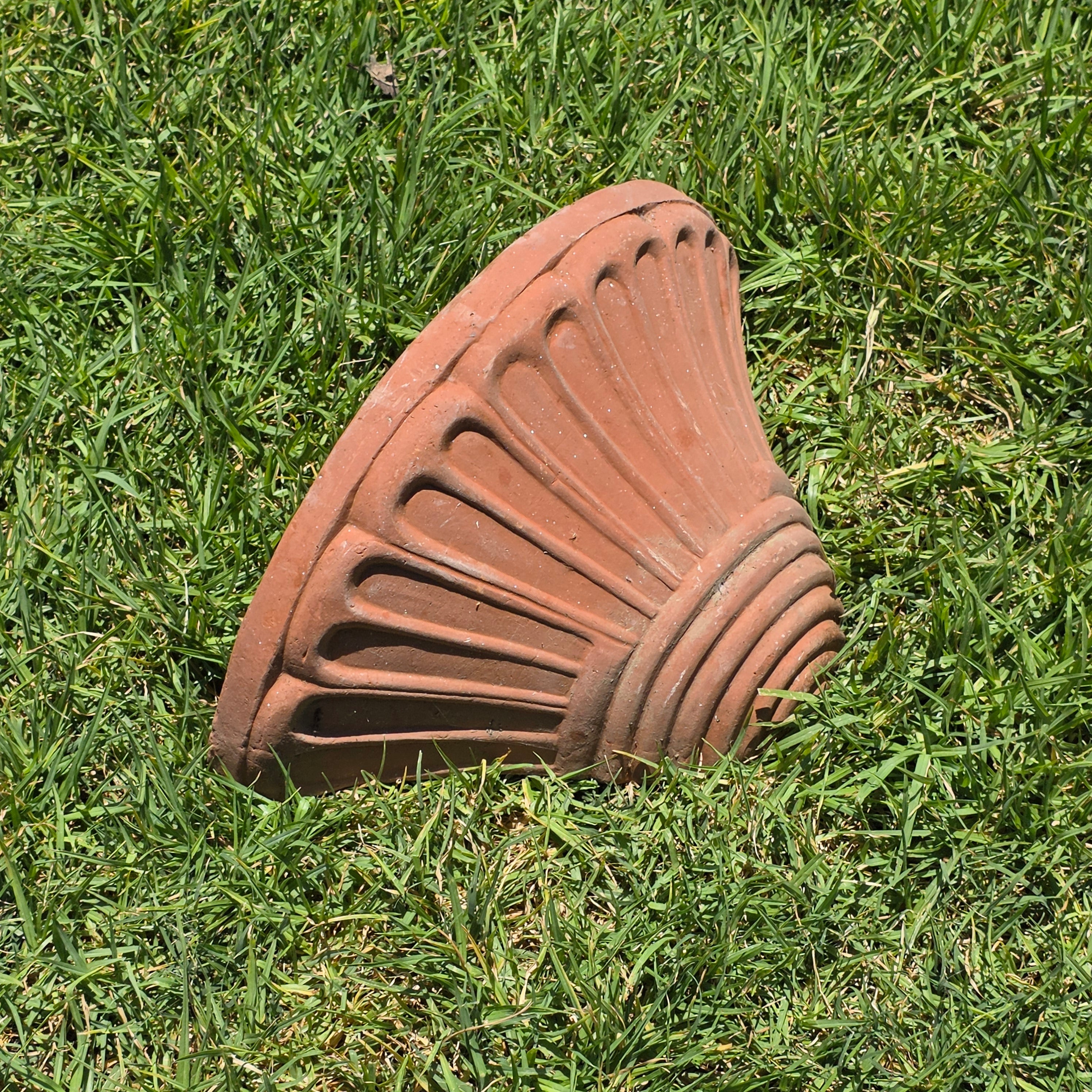 Share Vintage Italian Terracotta Wall Pocket Planter Hanging Clay Pot Ribbed 15"