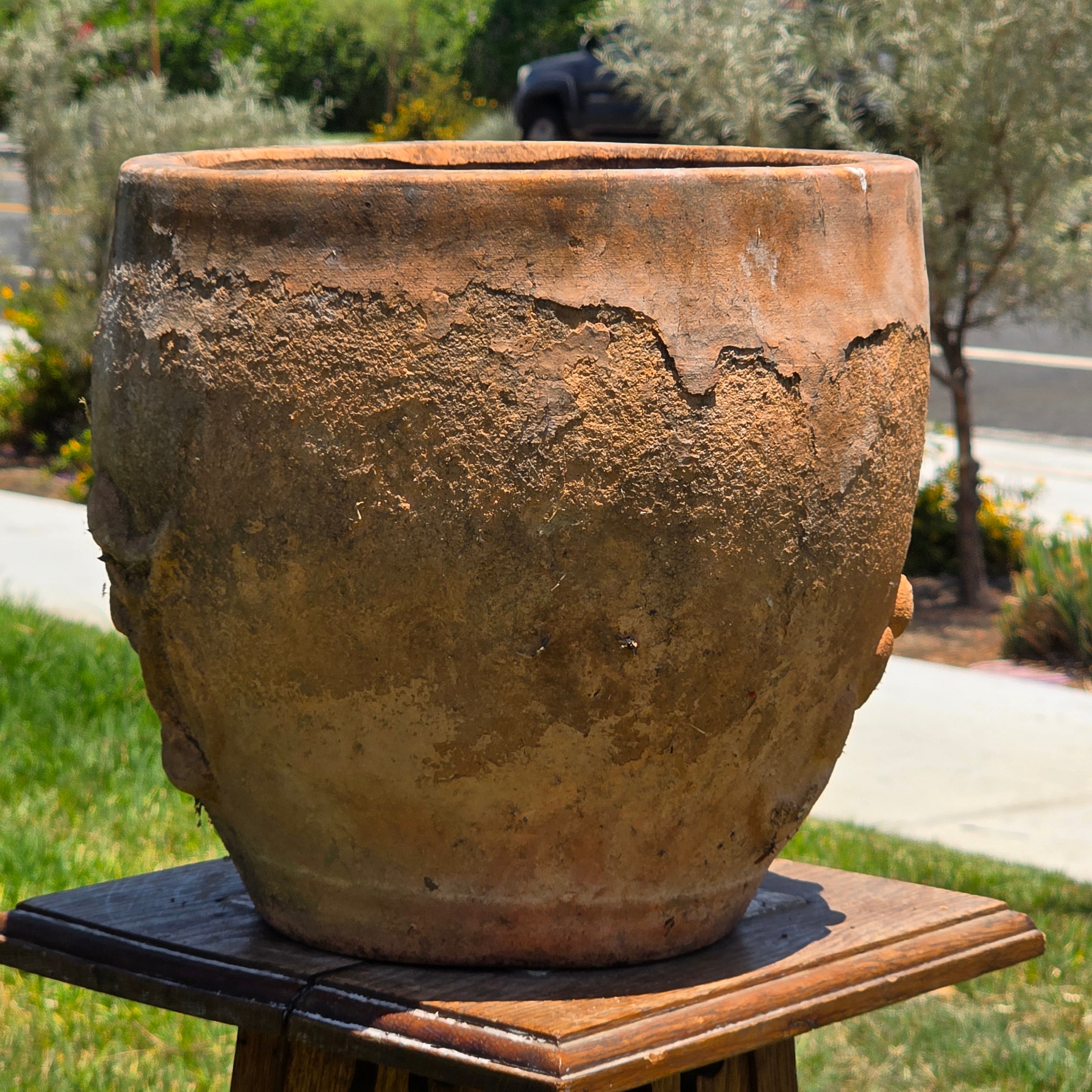 Vintage Tuscan Terracotta Planter Olive Branch Relief Clay Flower Pot 11" Rust