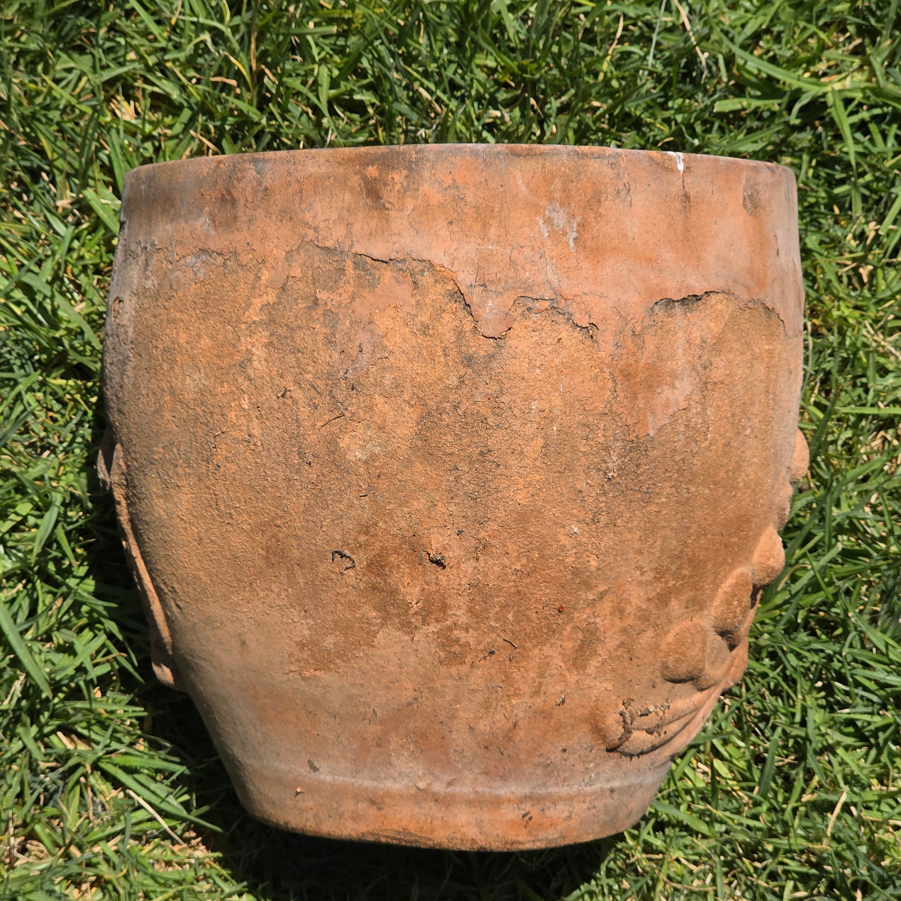 Vintage Tuscan Terracotta Planter Olive Branch Relief Clay Flower Pot 11" Rust