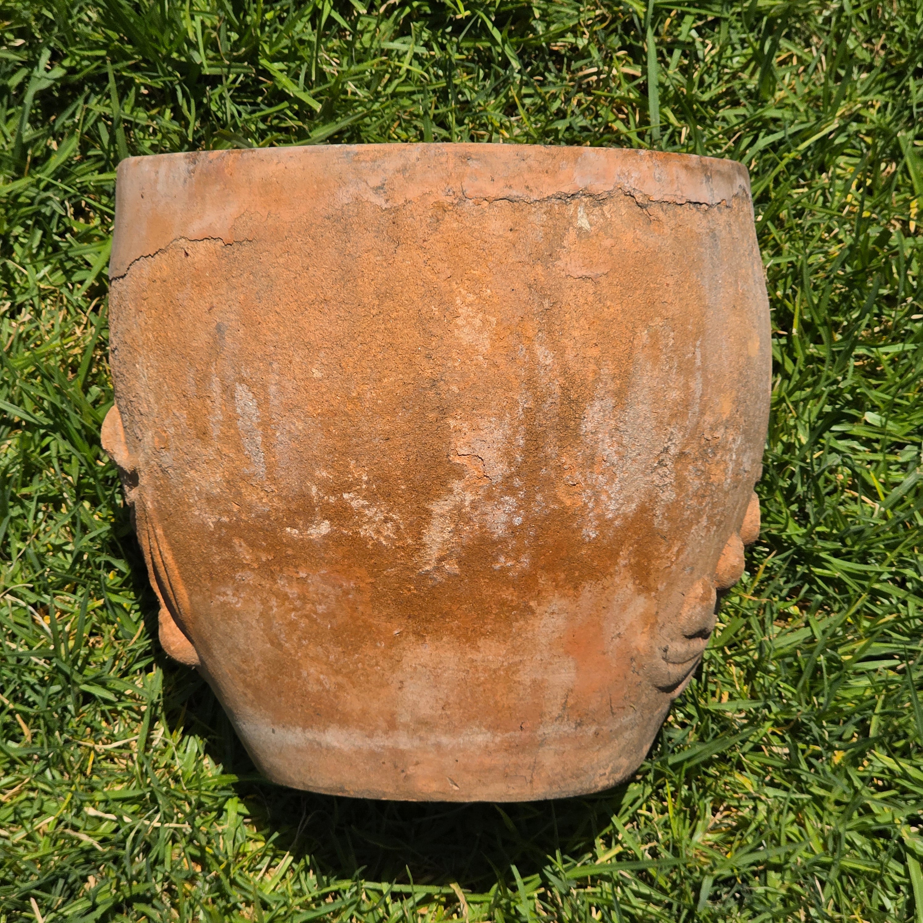 Vintage Tuscan Terracotta Planter Olive Branch Relief Clay Flower Pot 11" Rust