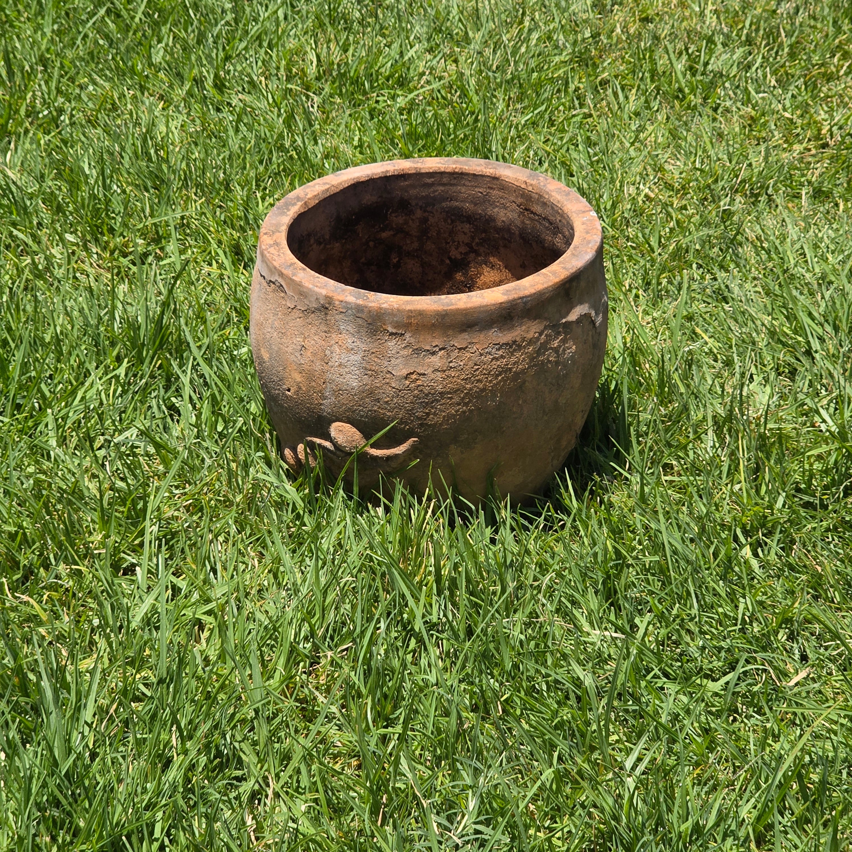 Vintage Tuscan Terracotta Planter Olive Branch Relief Clay Flower Pot 11" Rust