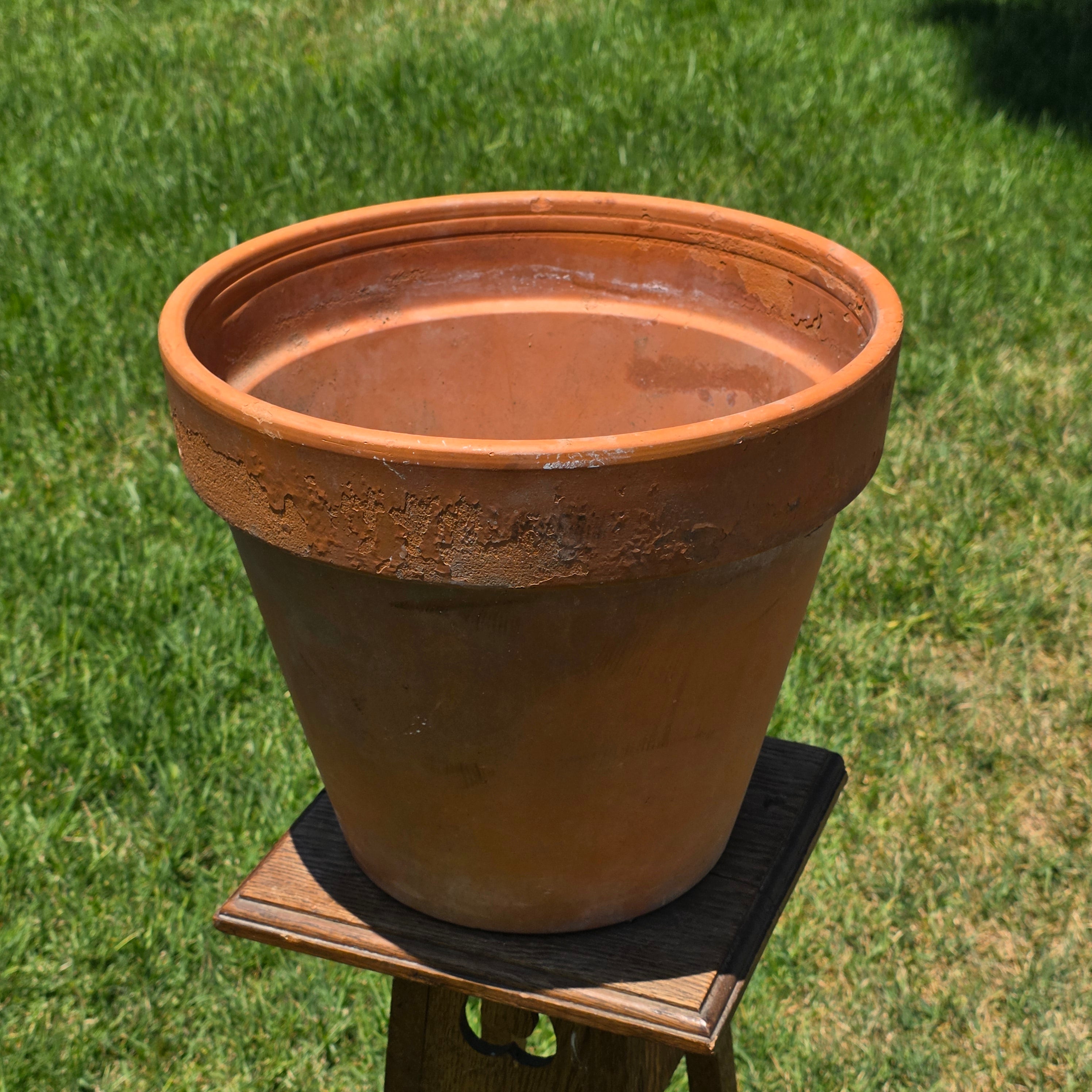 Vintage Italian Vaserie Trevigiane Banded Terracotta Planter Pot 14.5" Garden