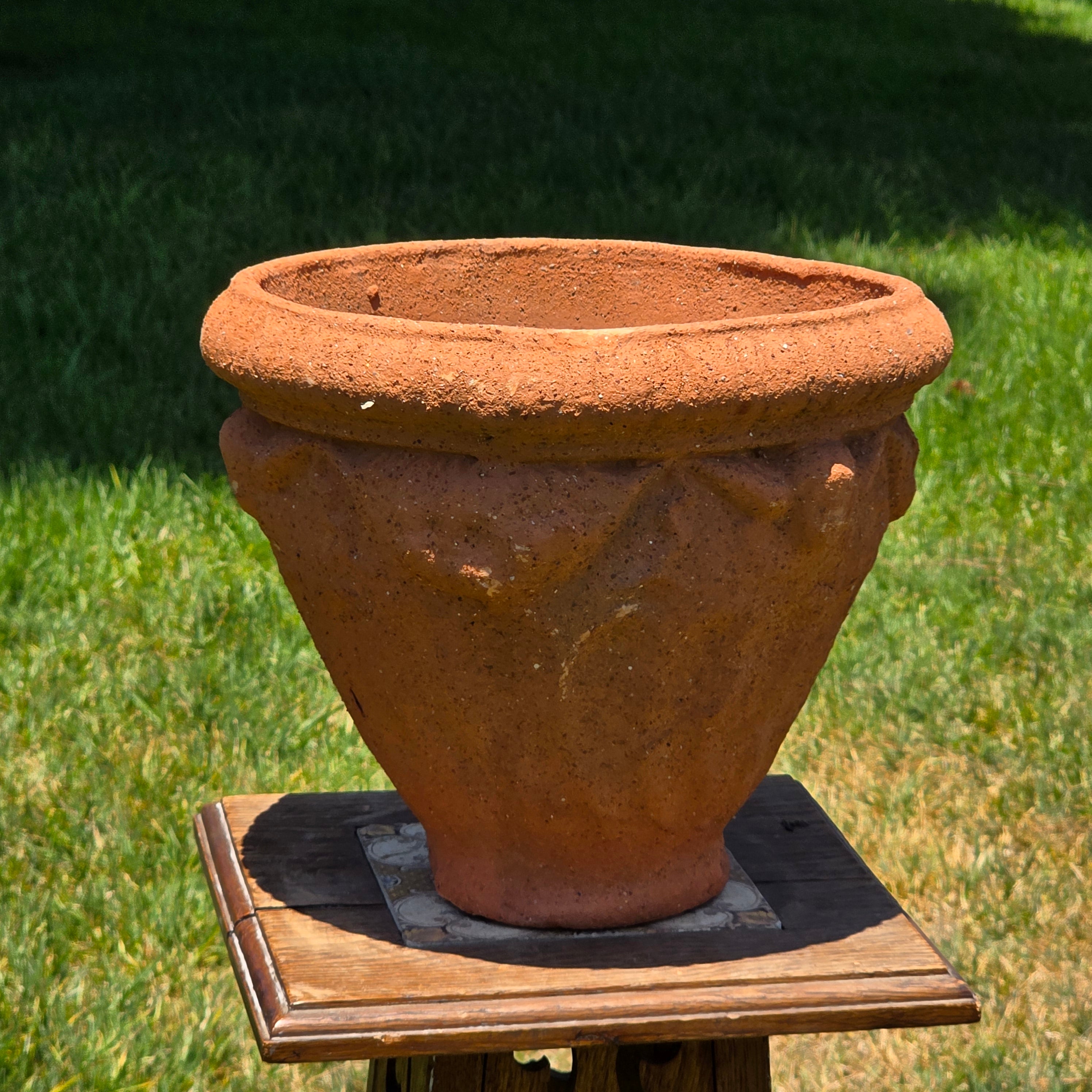 Vintage Terracotta Planter Pot Tuscan Swirl Rustic Clay Urn Garden Decor 11"