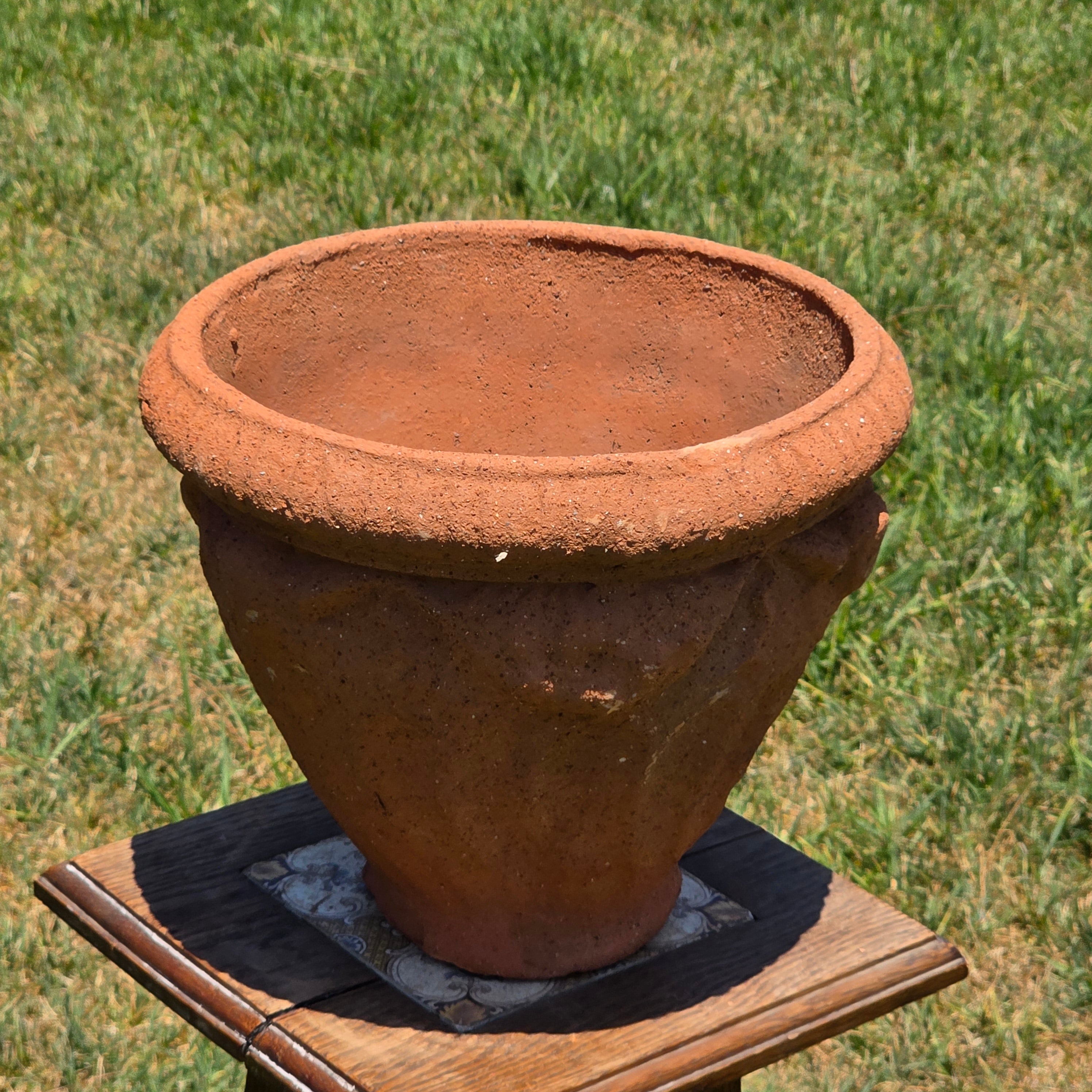 Vintage Terracotta Planter Pot Tuscan Swirl Rustic Clay Urn Garden Decor 11"