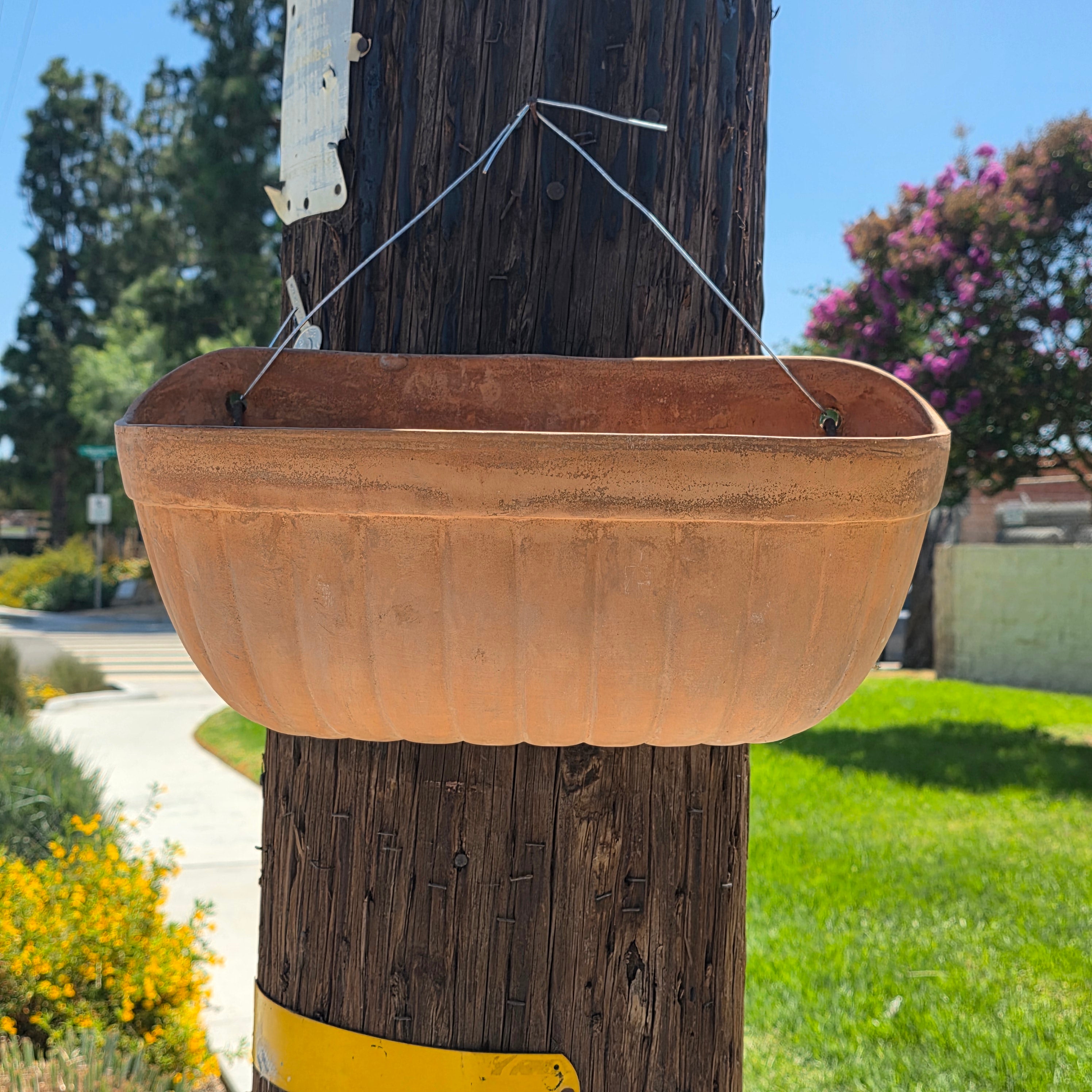 Vintage Italian Terracotta Wall Pocket Planter Hanging Clay Trough Shell 18"