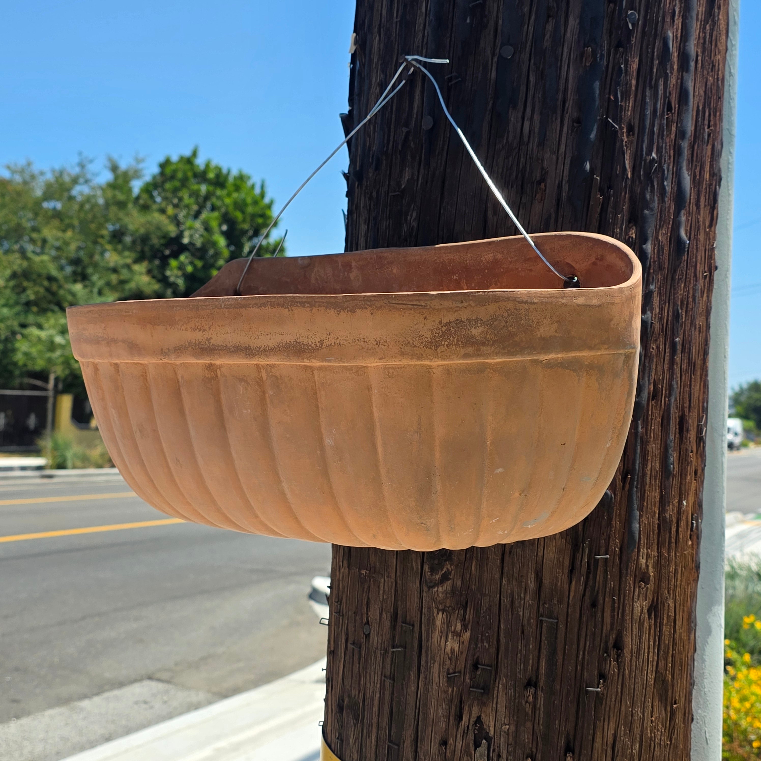 Vintage Italian Terracotta Wall Pocket Planter Hanging Clay Trough Shell 18"