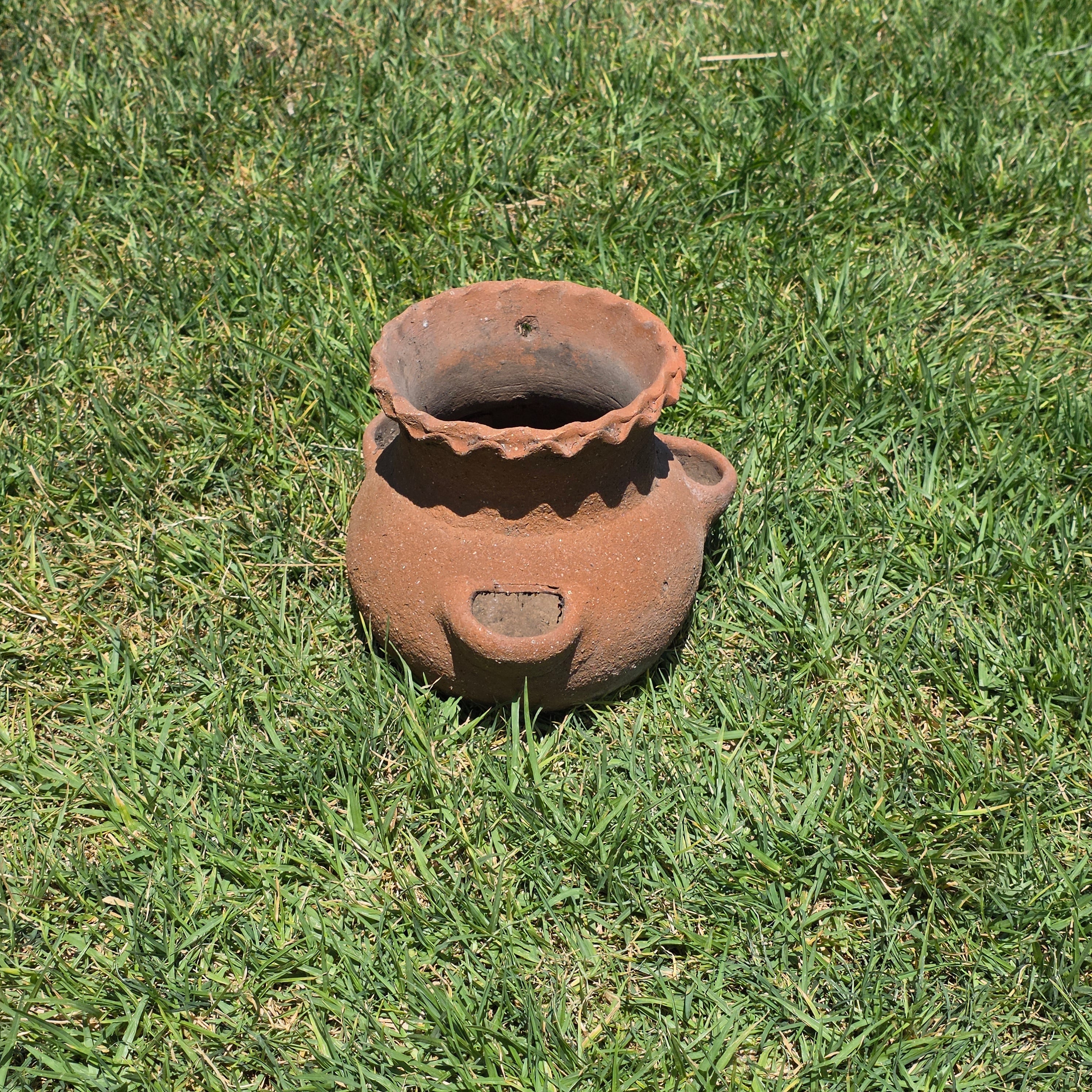 Vintage Terracotta Hanging Strawberry Planter Herb Pot 3 Pocket Rustic Clay