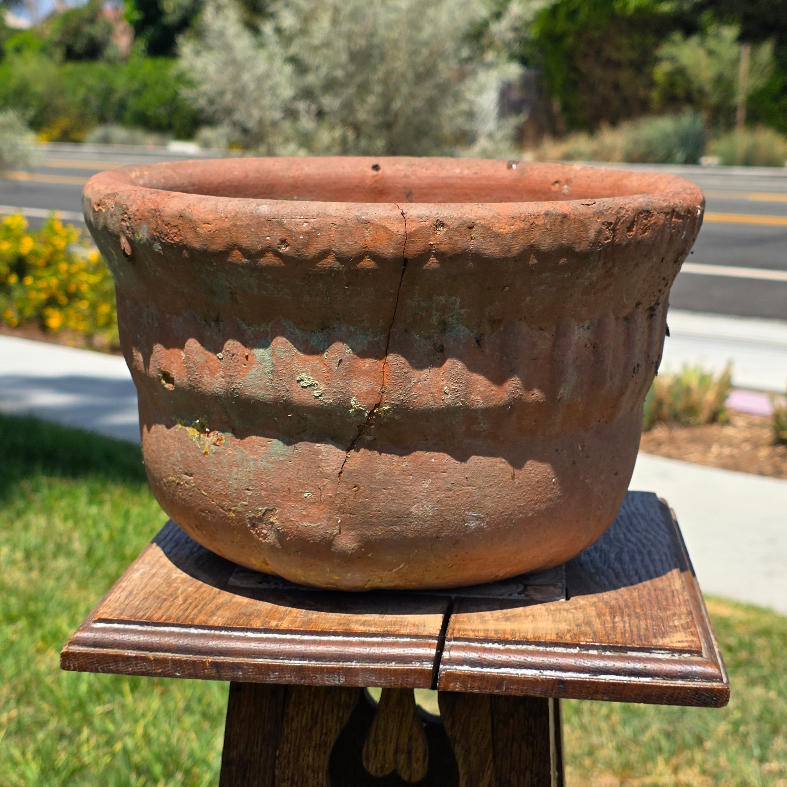 Vintage Terracotta Planter Pot Hanging Rustic Clay Flower Vessel Garden Urn 11" (Damage)