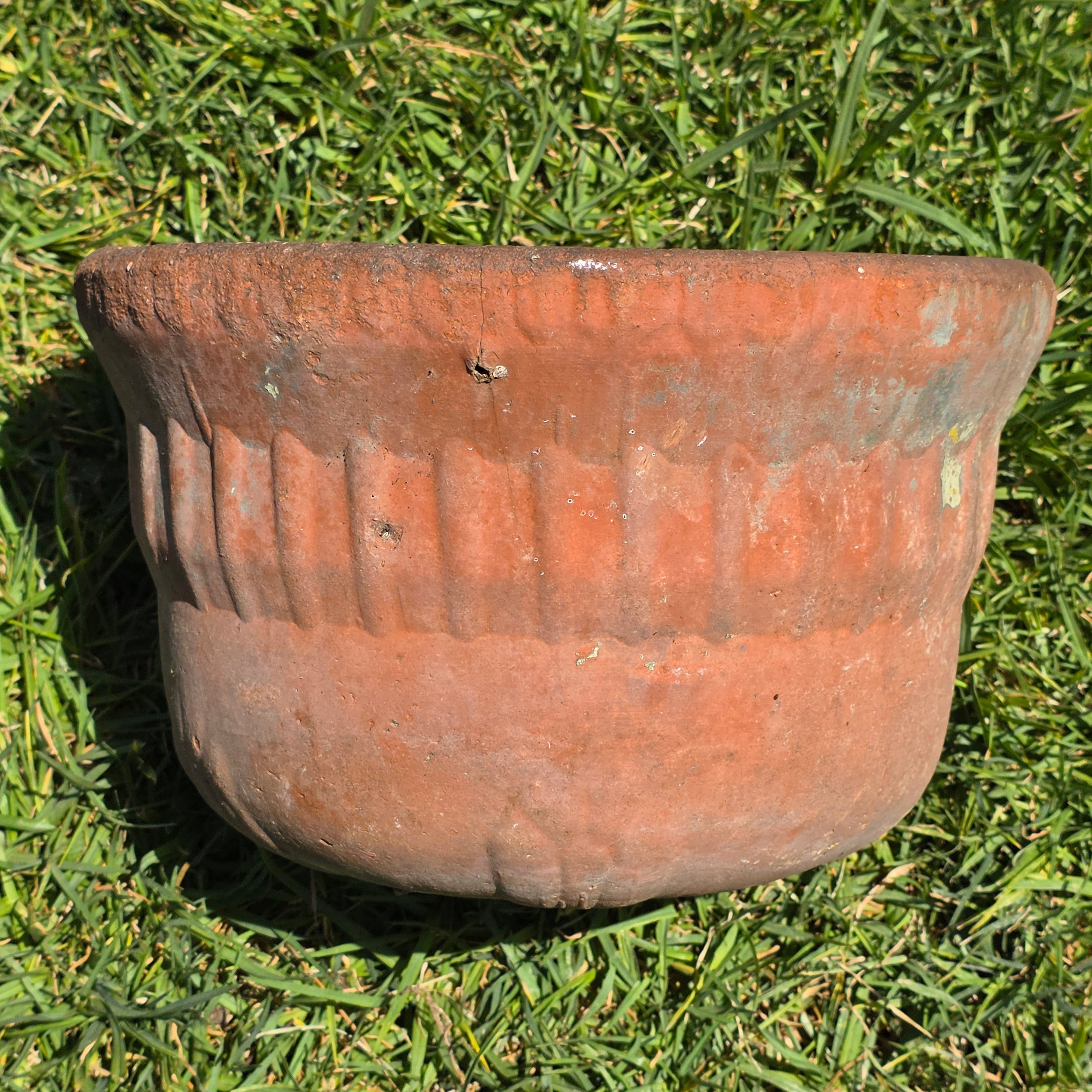 Vintage Terracotta Planter Pot Hanging Rustic Clay Flower Vessel Garden Urn 11" (Damage)