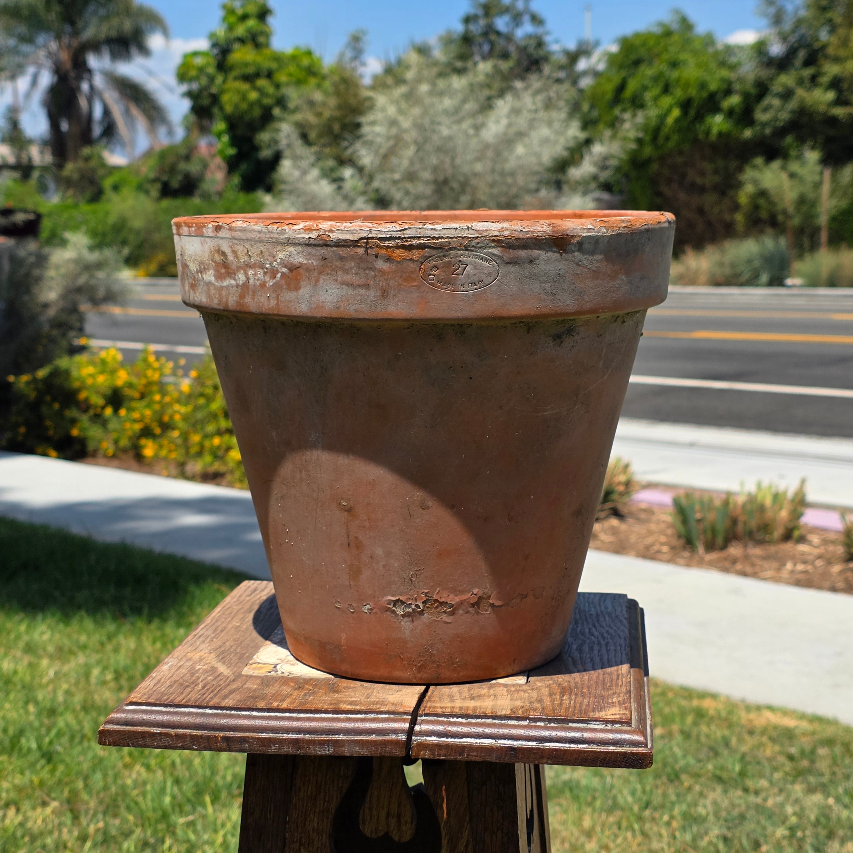 Vintage Vaserie Trevigiane Italy Terracotta Planter Pot Rustic Weathered 11"