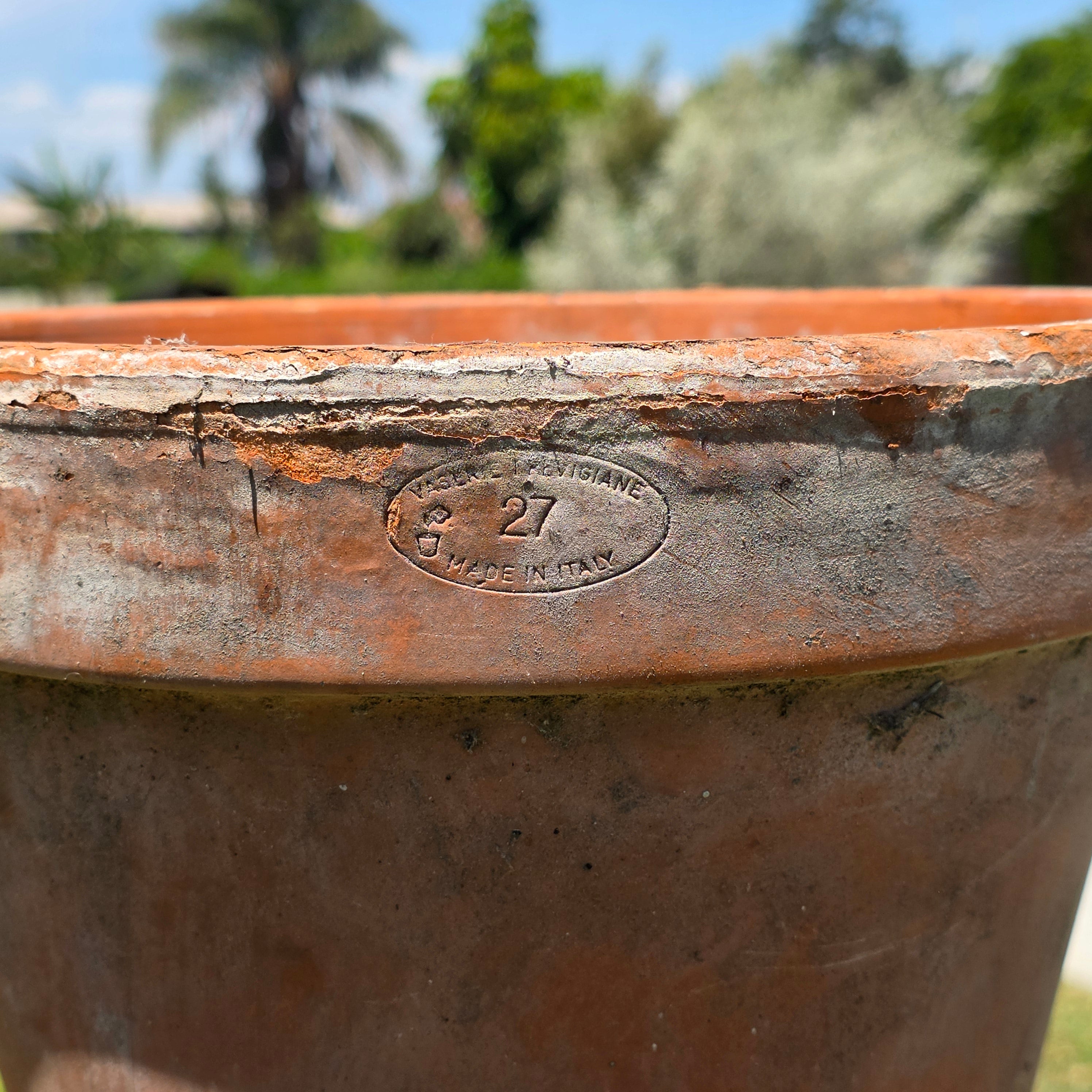 Vintage Vaserie Trevigiane Italy Terracotta Planter Pot Rustic Weathered 11"