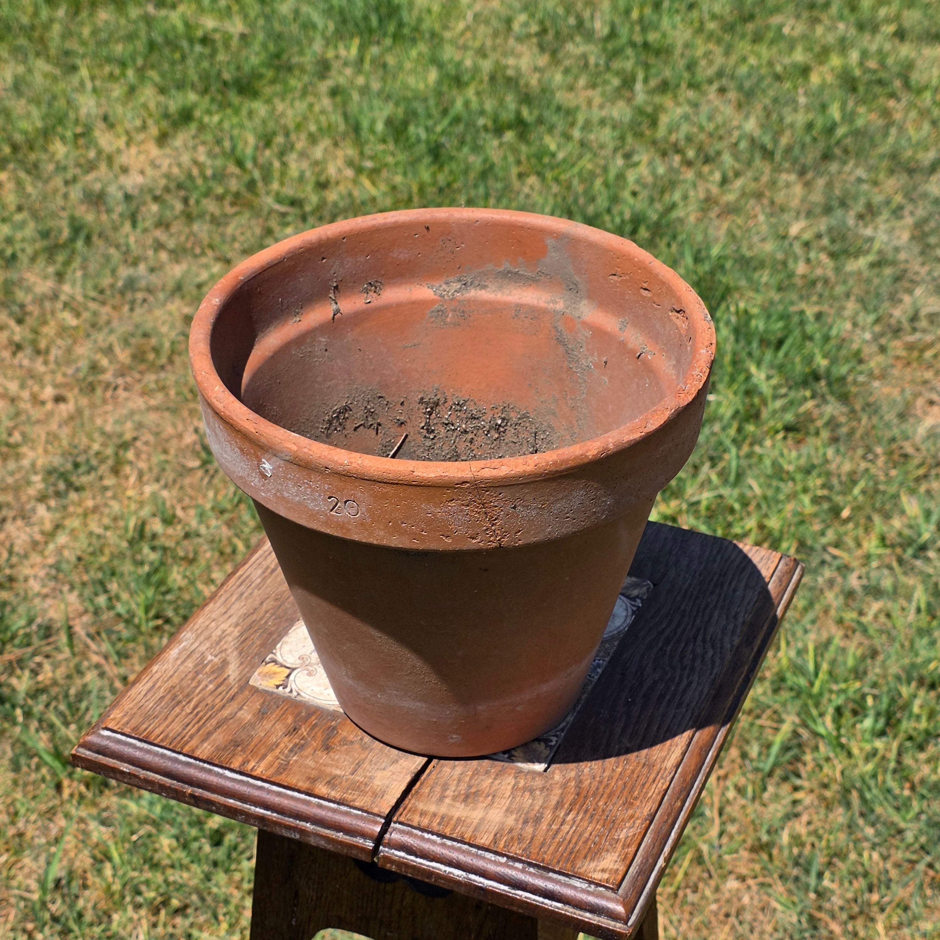 Vintage Italian Terracotta Planter Pot Clay Garden Rustic Patina 20cm 8.75"