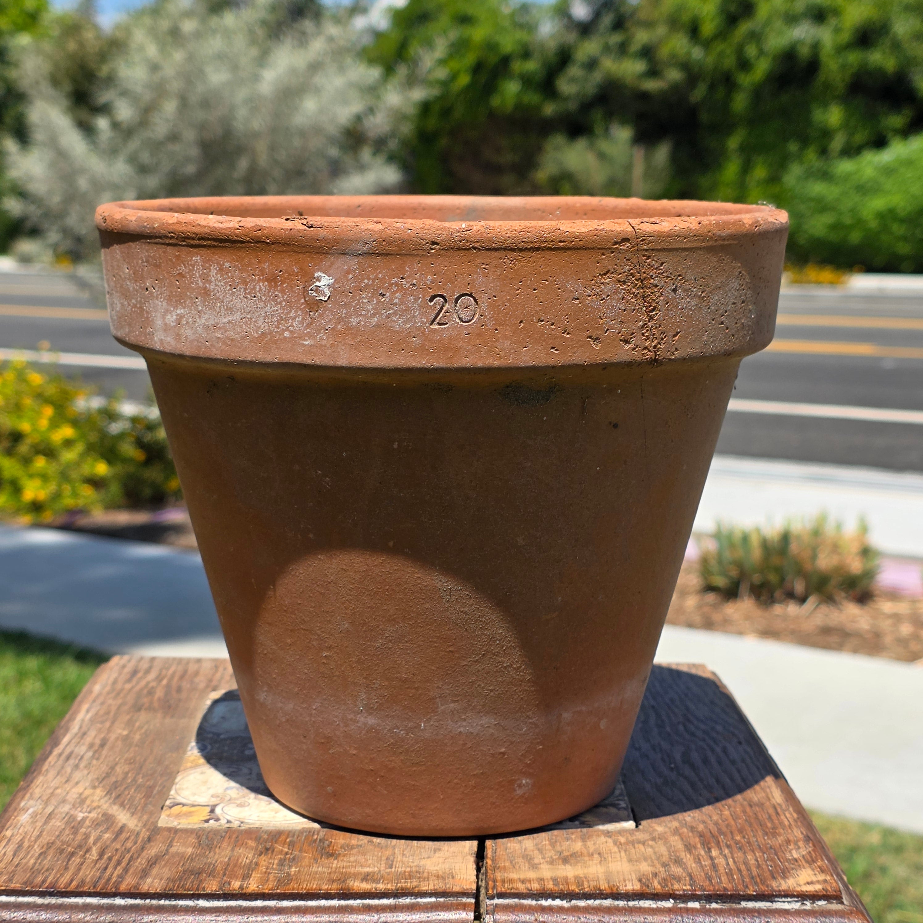 Vintage Italian Terracotta Planter Pot Clay Garden Rustic Patina 20cm 8.75"