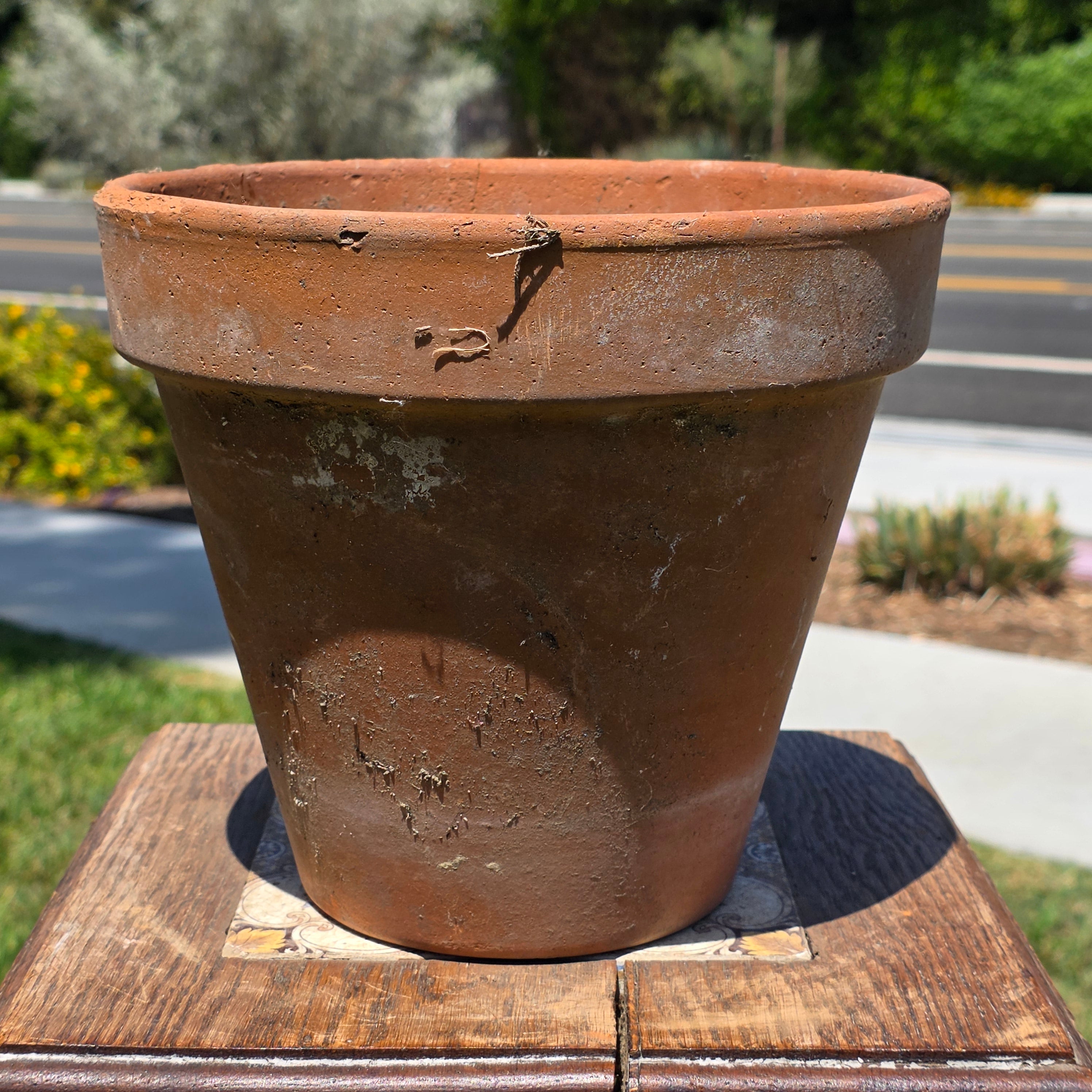 Vintage Italian Terracotta Planter Pot Clay Garden Rustic Patina 20cm 8.75"