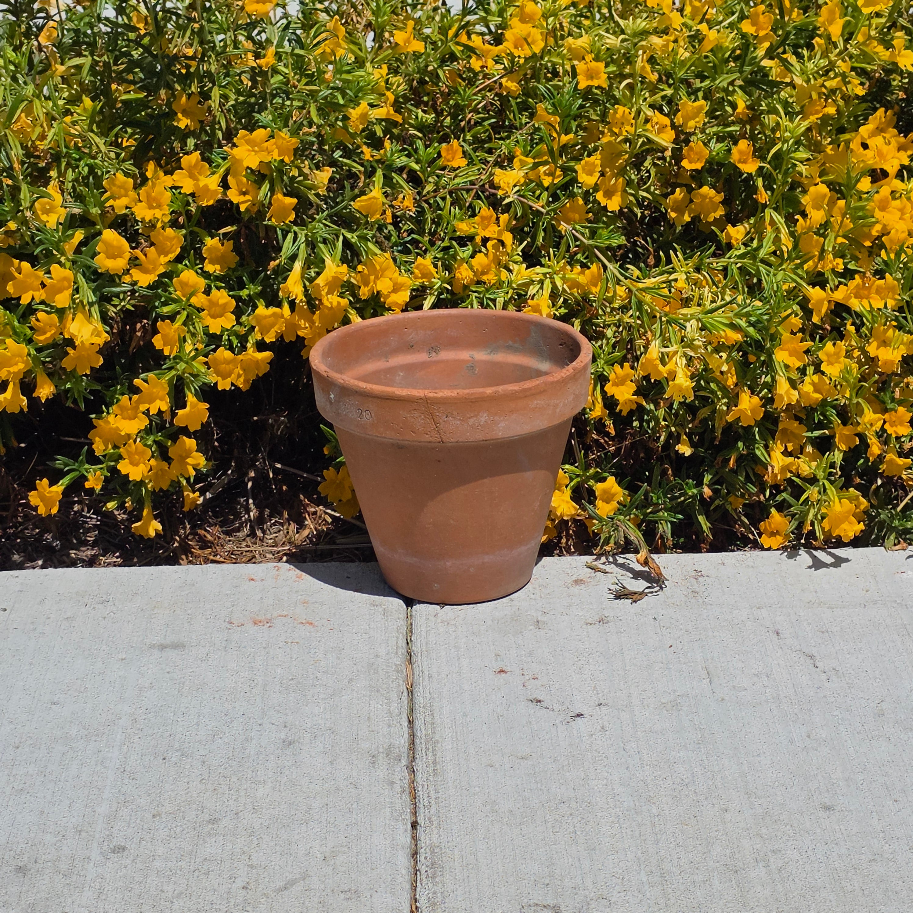 Vintage Italian Terracotta Planter Pot Clay Garden Rustic Patina 20cm 8.75"