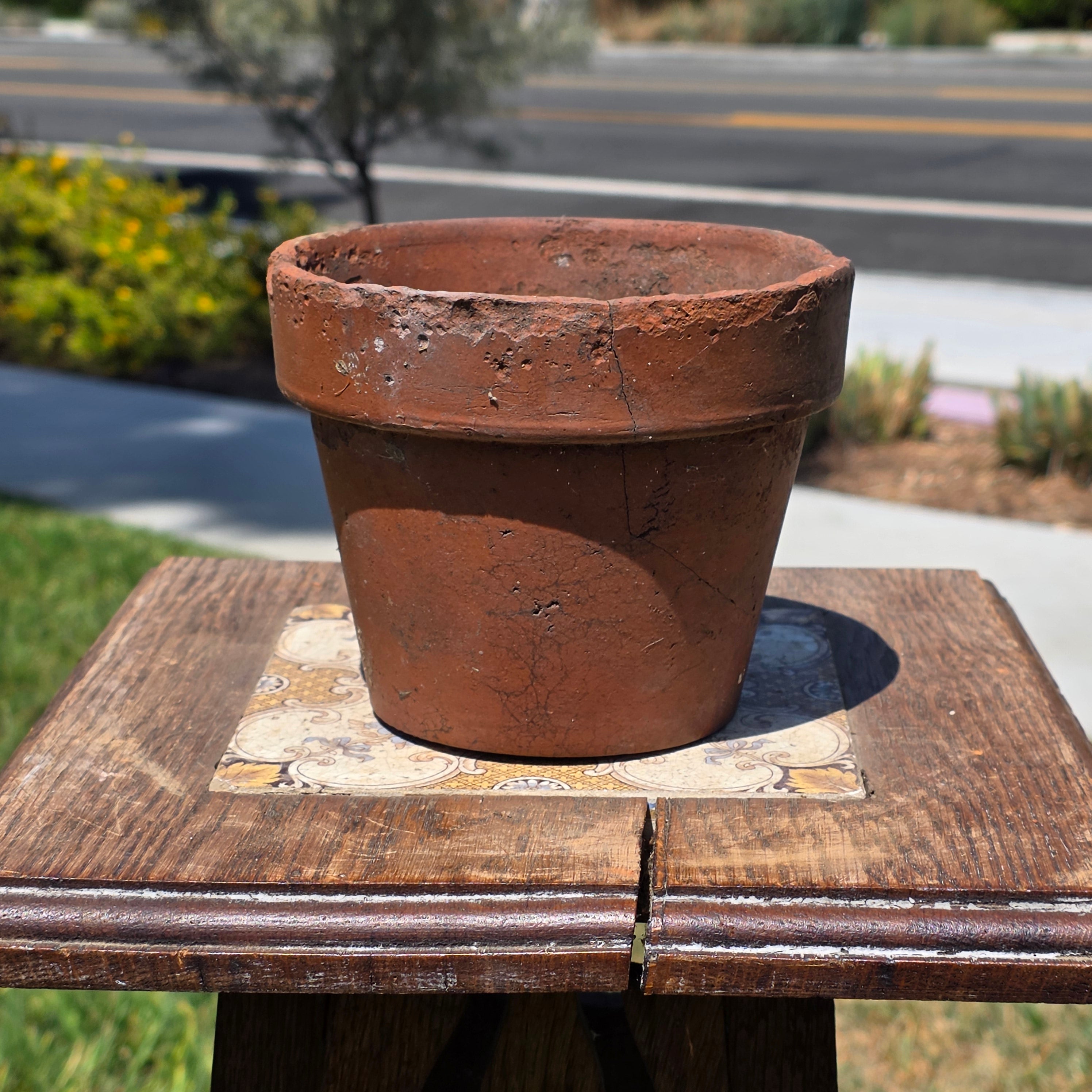 Vintage Terracotta Pot Planter Small 5.5" Weathered Rustic Garden Clay