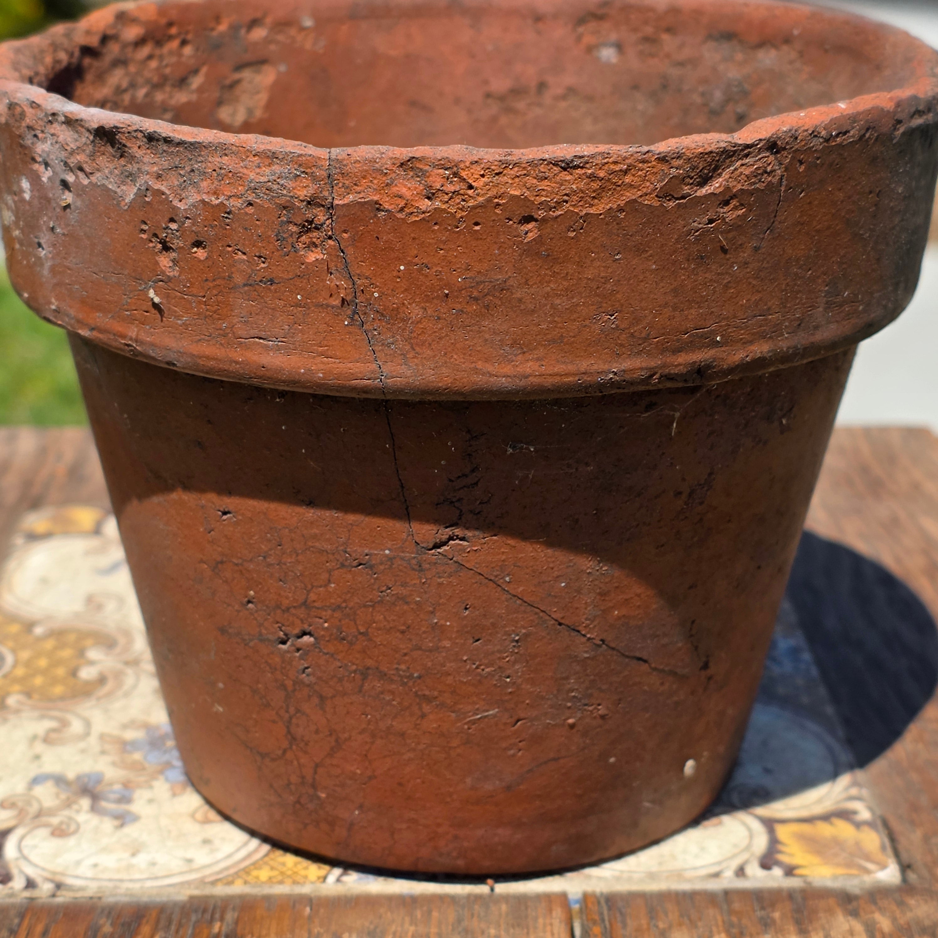 Vintage Terracotta Pot Planter Small 5.5" Weathered Rustic Garden Clay