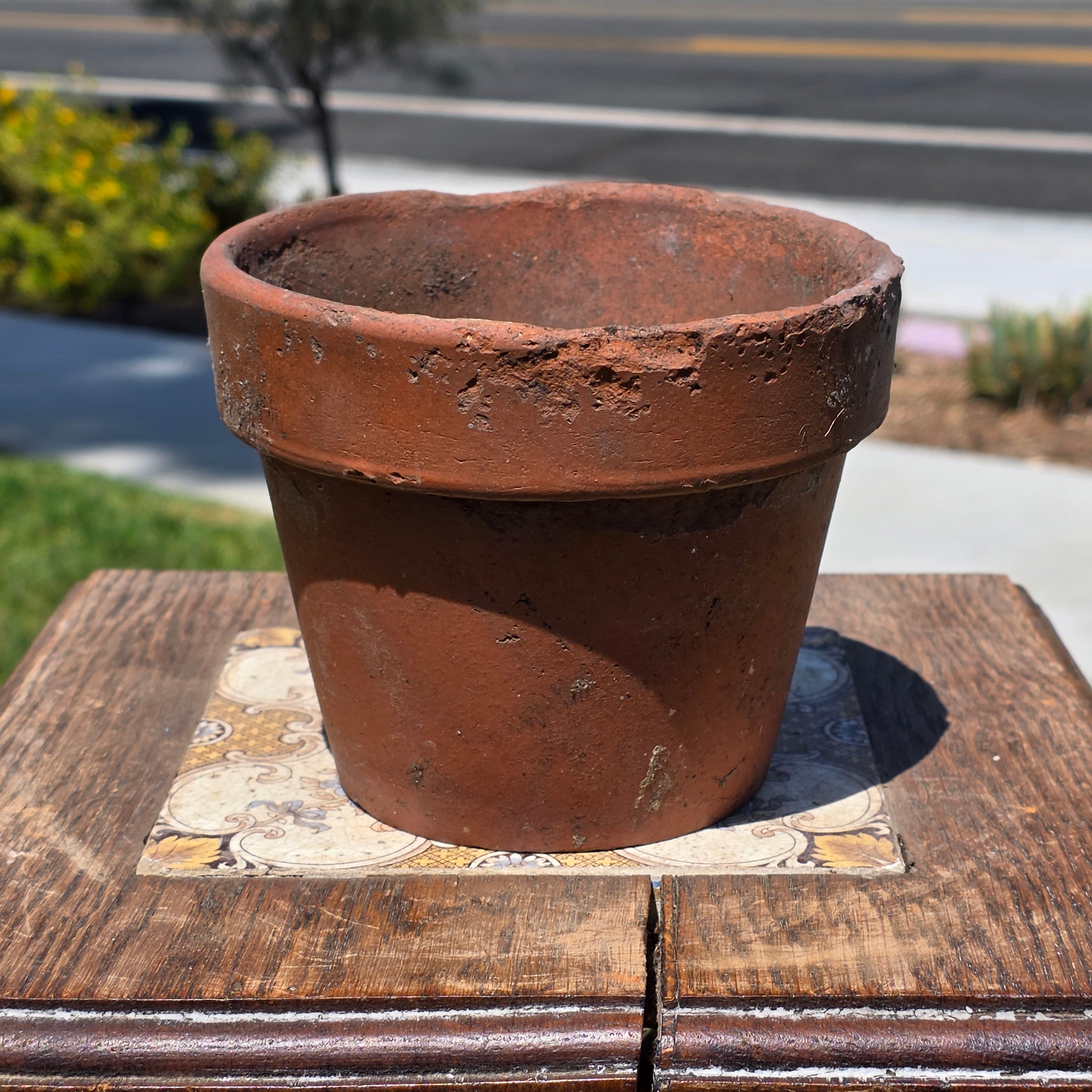 Vintage Terracotta Pot Planter Small 5.5" Weathered Rustic Garden Clay