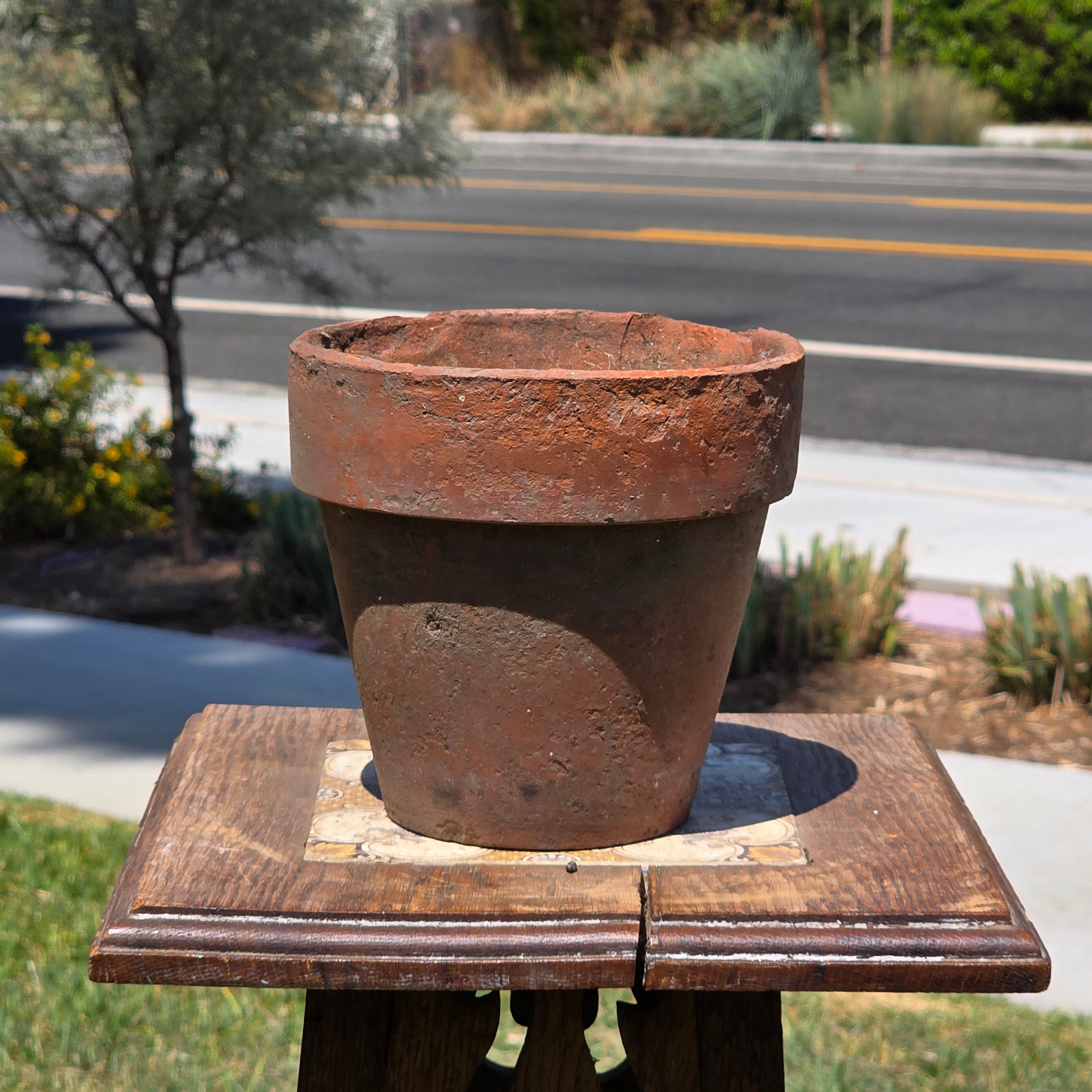 Vintage Terracotta Pot Planter 6" Weathered Aged Clay Flower Pot Garden