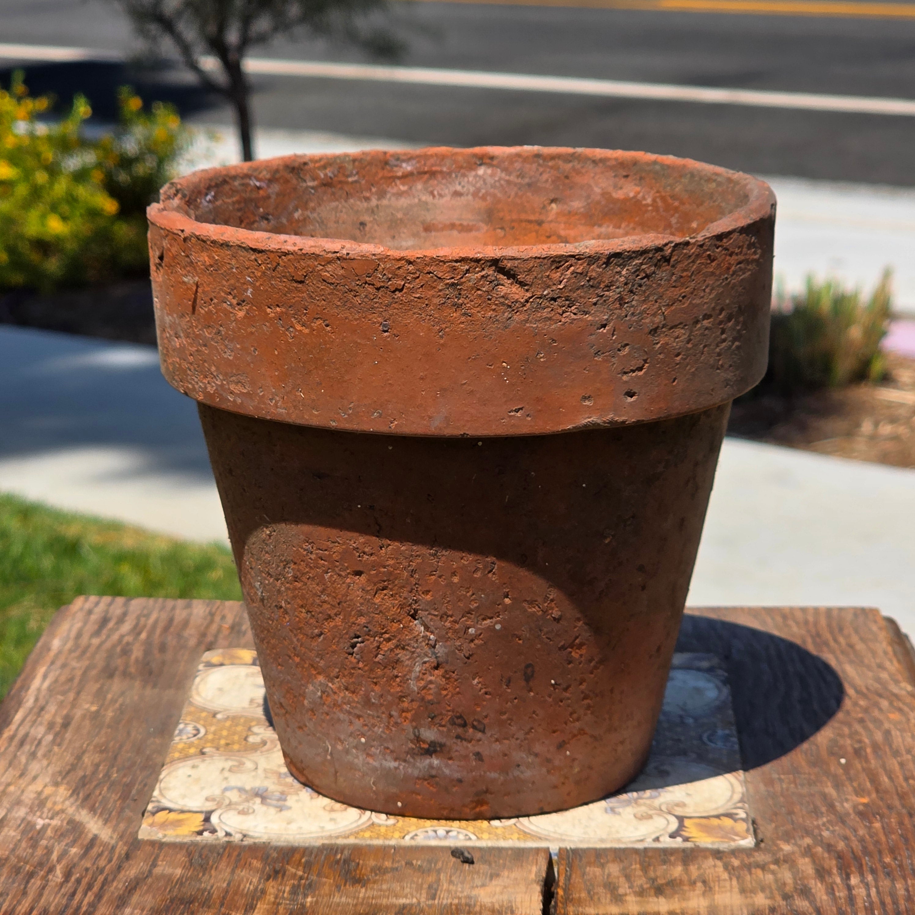 Vintage Terracotta Pot Planter 6" Weathered Aged Clay Flower Pot Garden