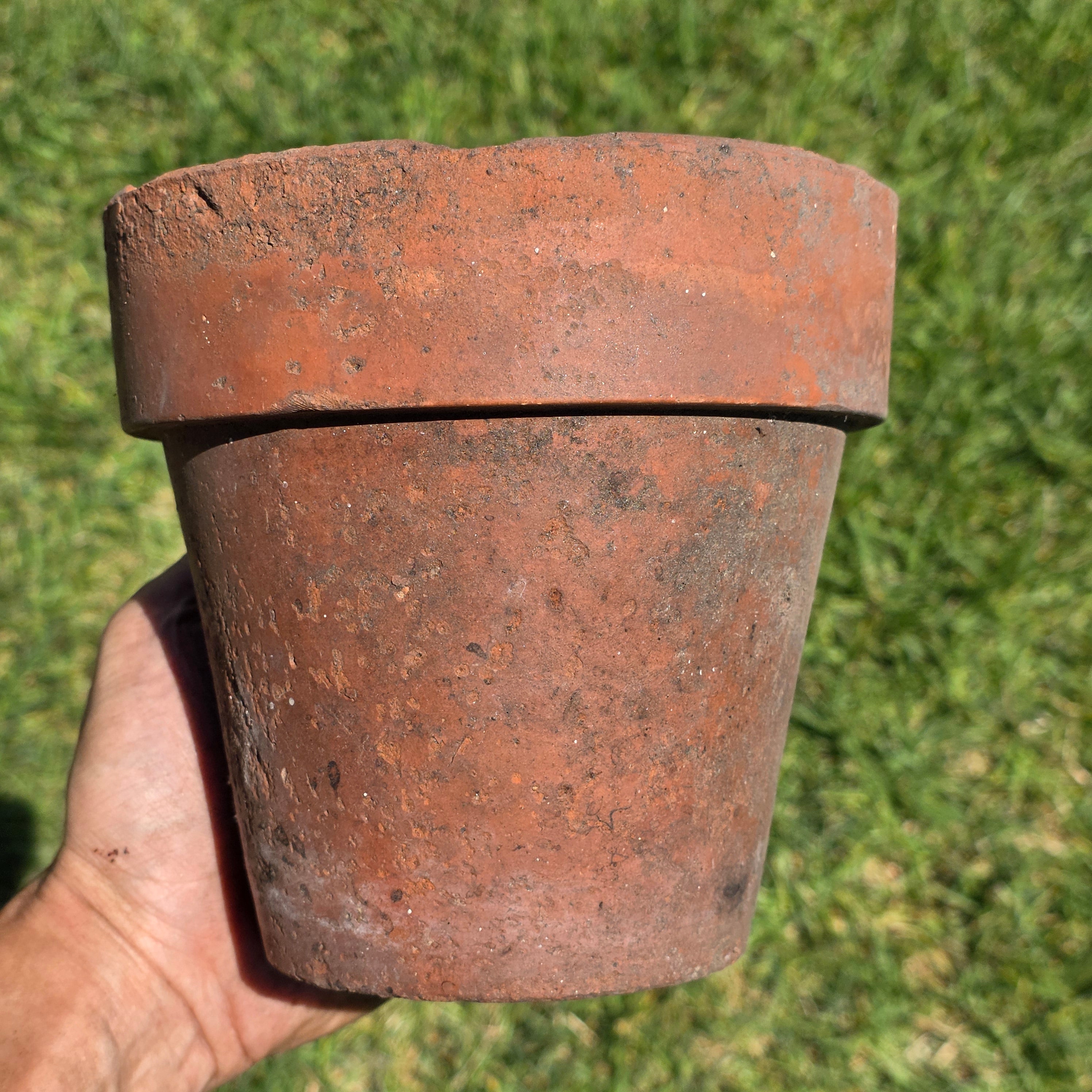 Vintage Terracotta Pot Planter 6" Weathered Aged Clay Flower Pot Garden