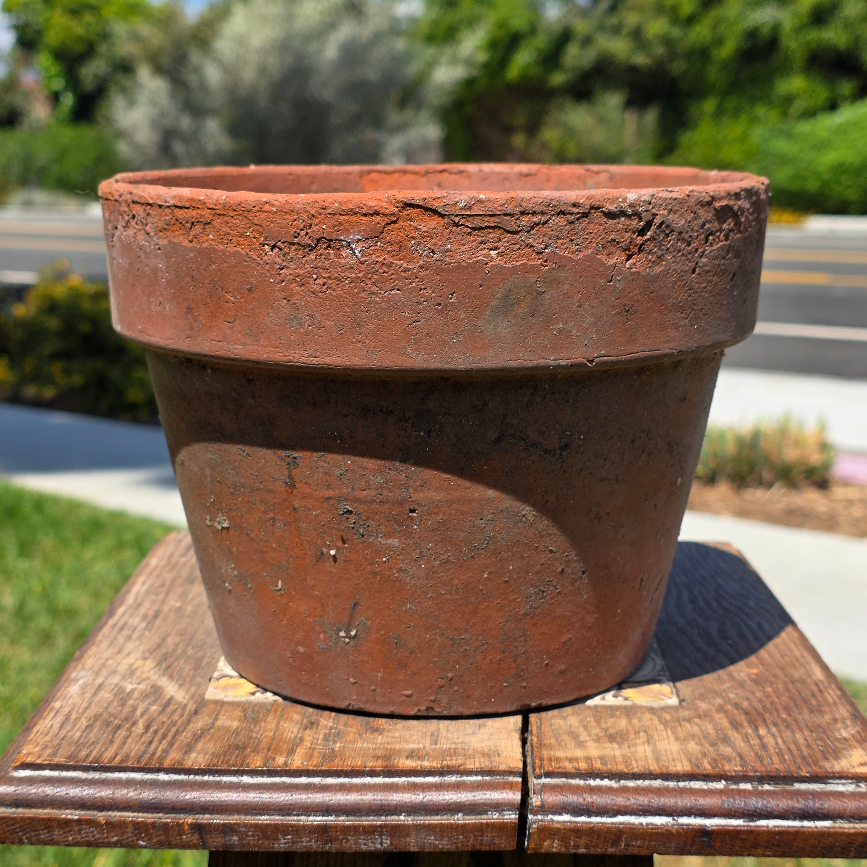 Vintage Terracotta Pot Planter 8.5" Weathered Rustic Clay Flower Pot Garden