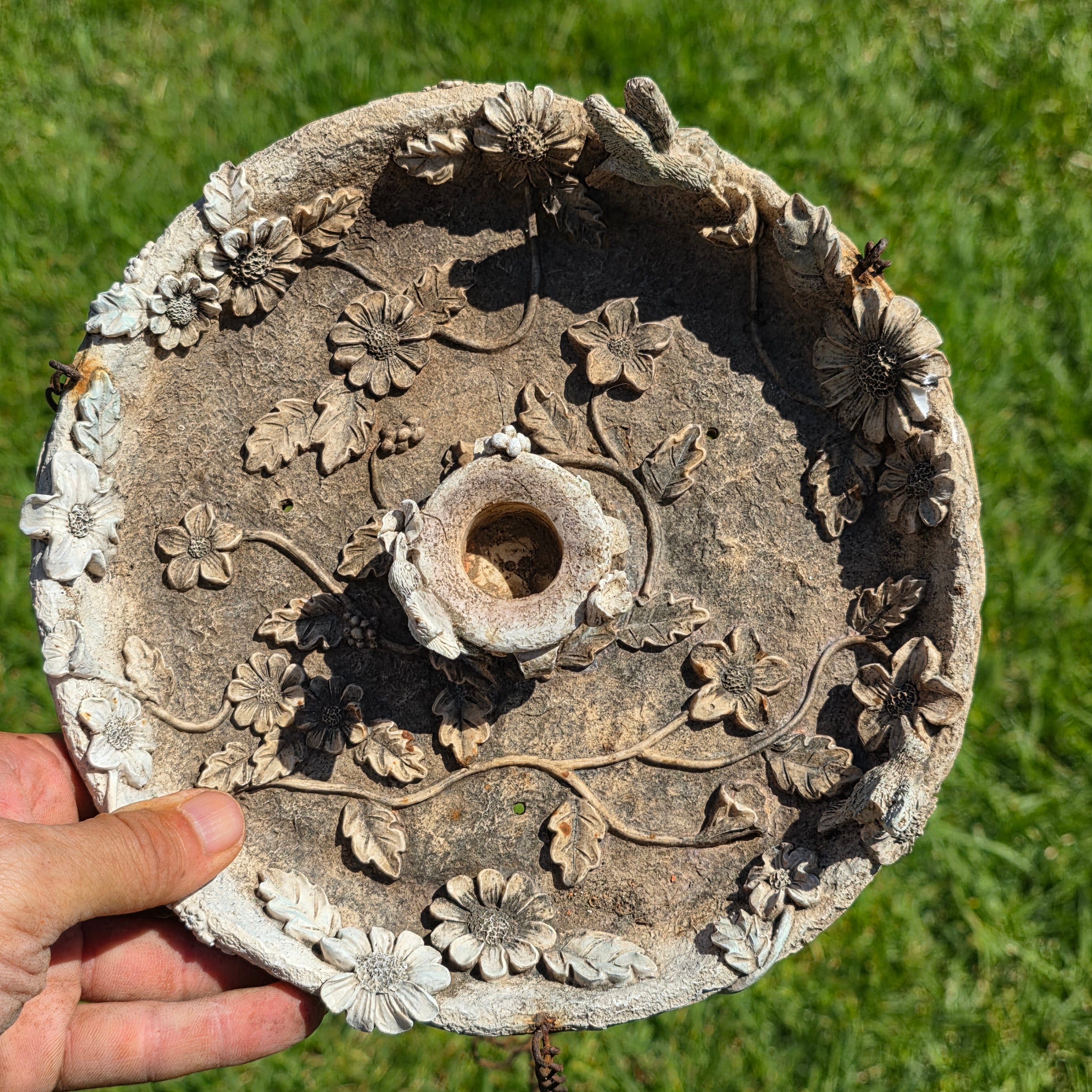 Vintage Resin Hanging Bird Feeder Welcome to My Garden Hummingbird Candle Holder